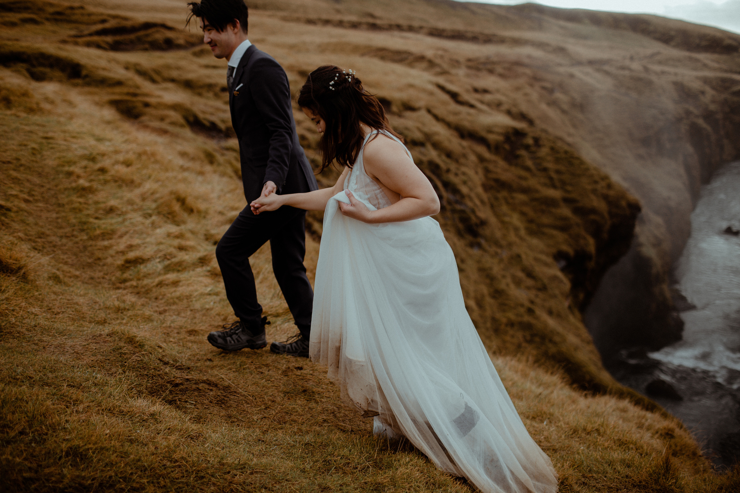 Hidden Waterfalls Iceland Elopement. Iceland elopement photographer & videographer