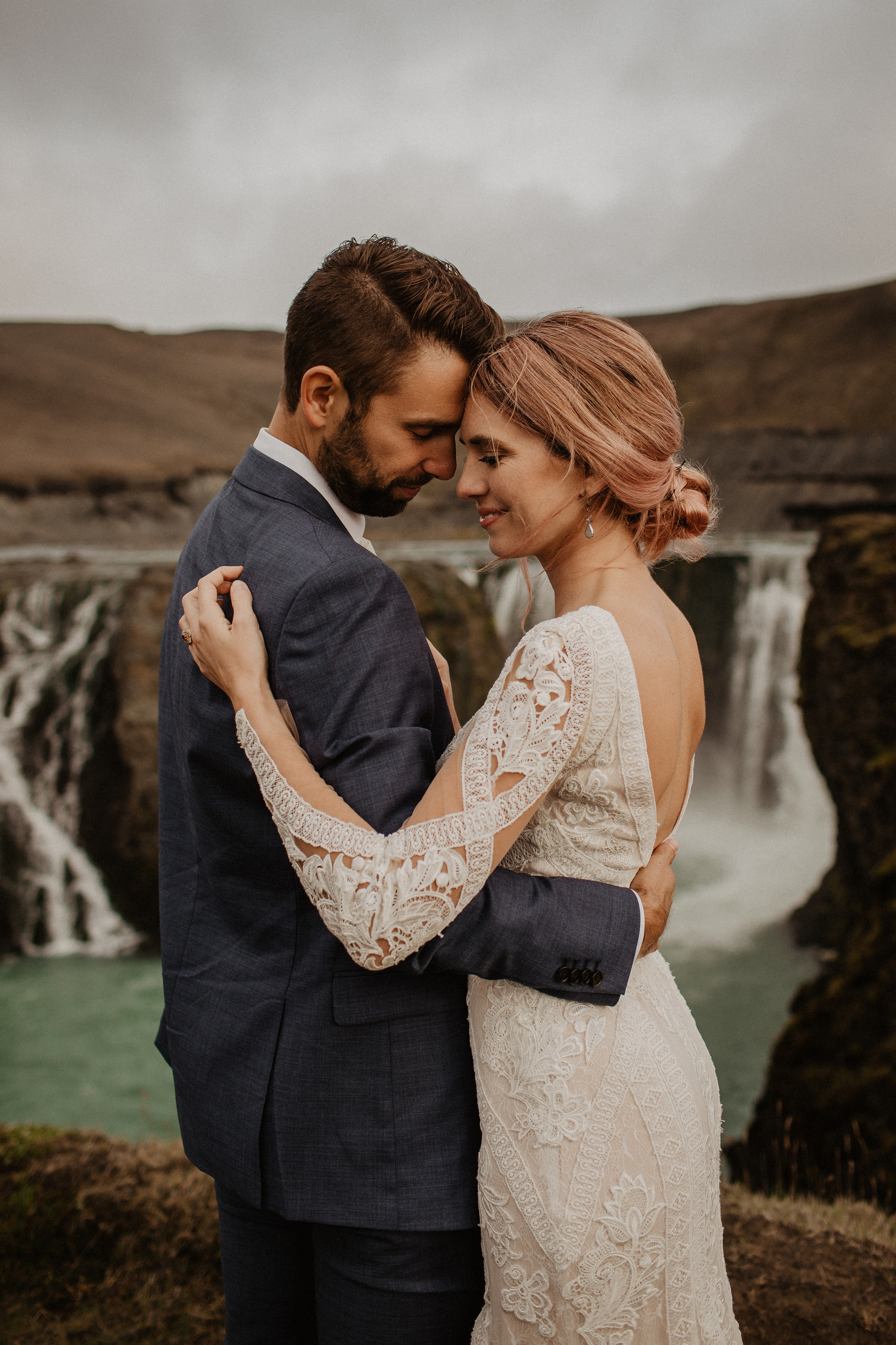Elopement at Haifoss waterfall. Iceland elopement photographer & videographer