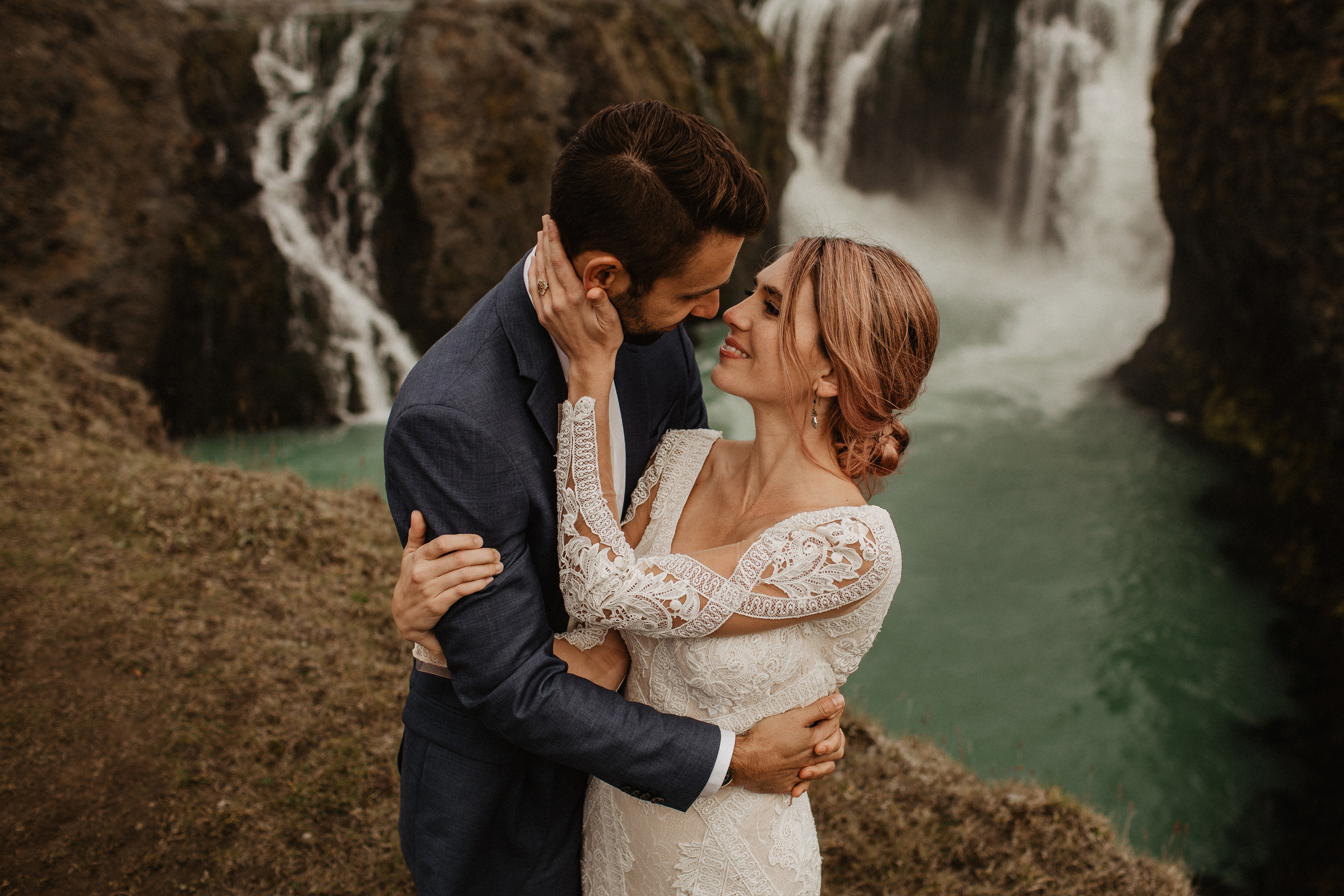 Elopement at Haifoss waterfall. Iceland elopement photographer & videographer