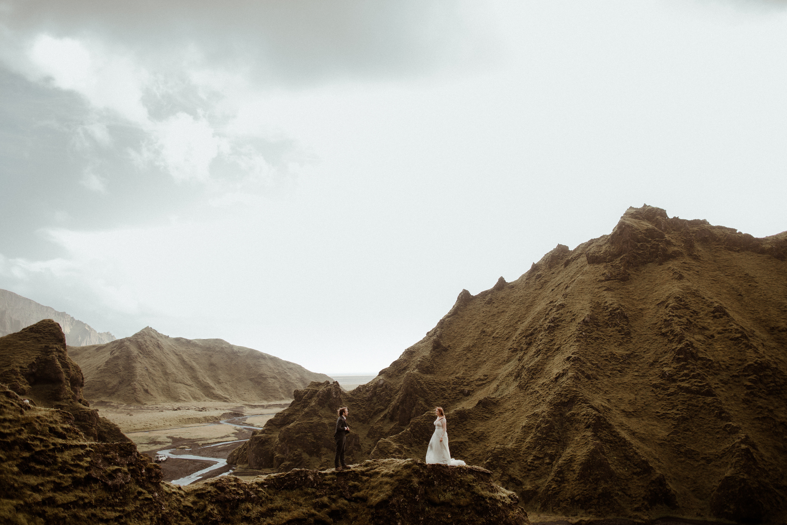 Ceremony at secret waterfall Iceland. Iceland elopement photographer & videographer
