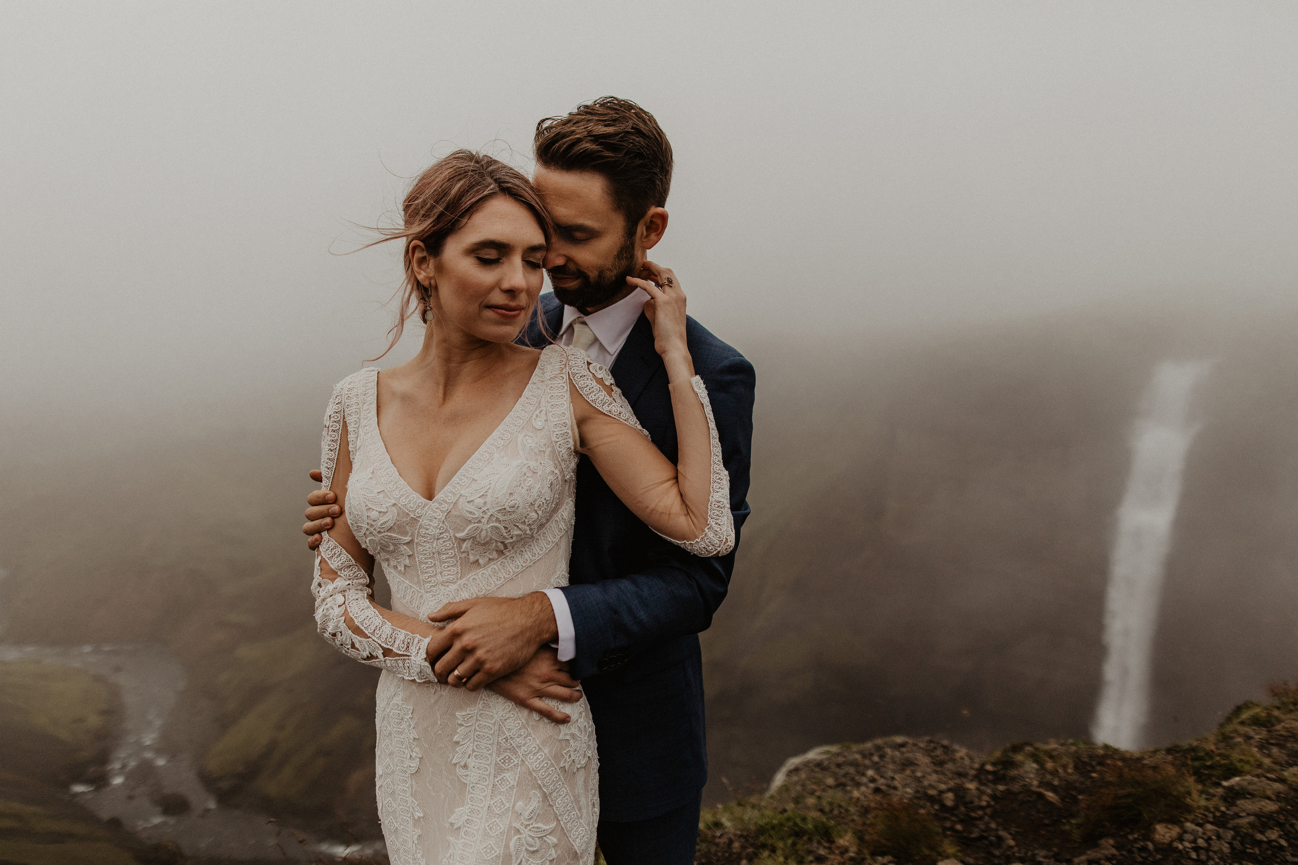 Elopement at Haifoss waterfall. Iceland elopement photographer & videographer