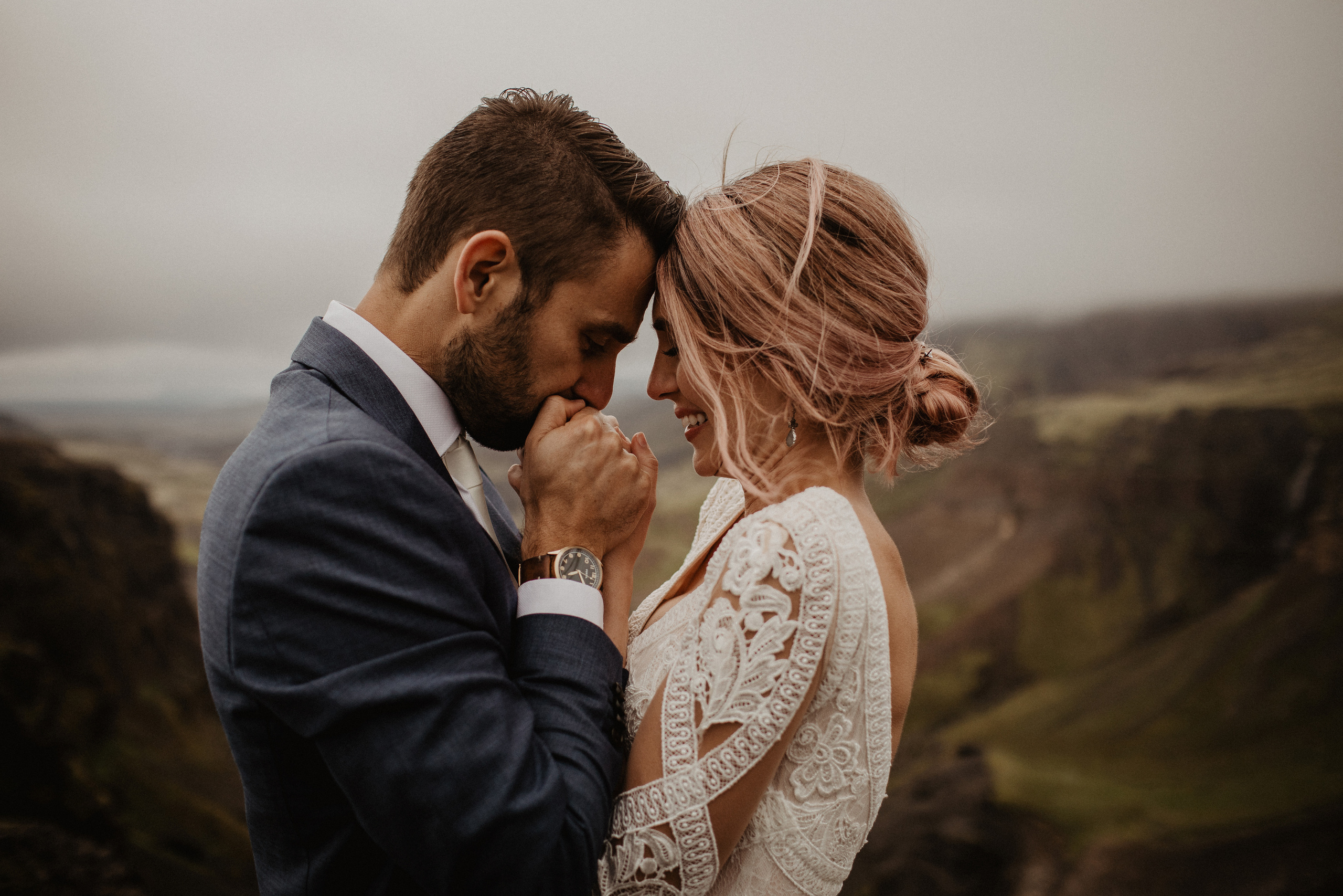 Elopement at Haifoss waterfall. Iceland elopement photographer & videographer