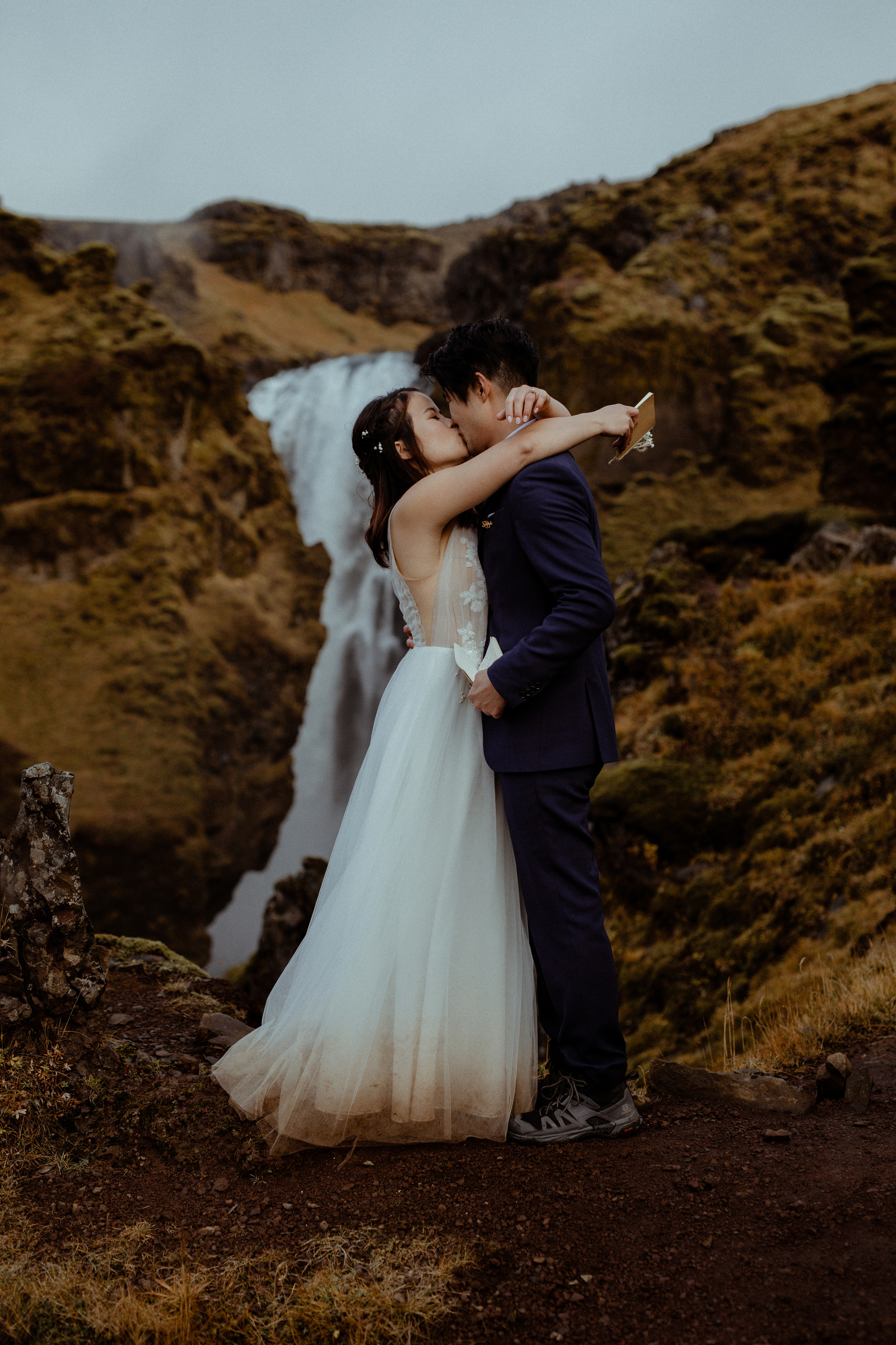 Hidden Waterfalls Iceland Elopement. Iceland elopement photographer & videographer