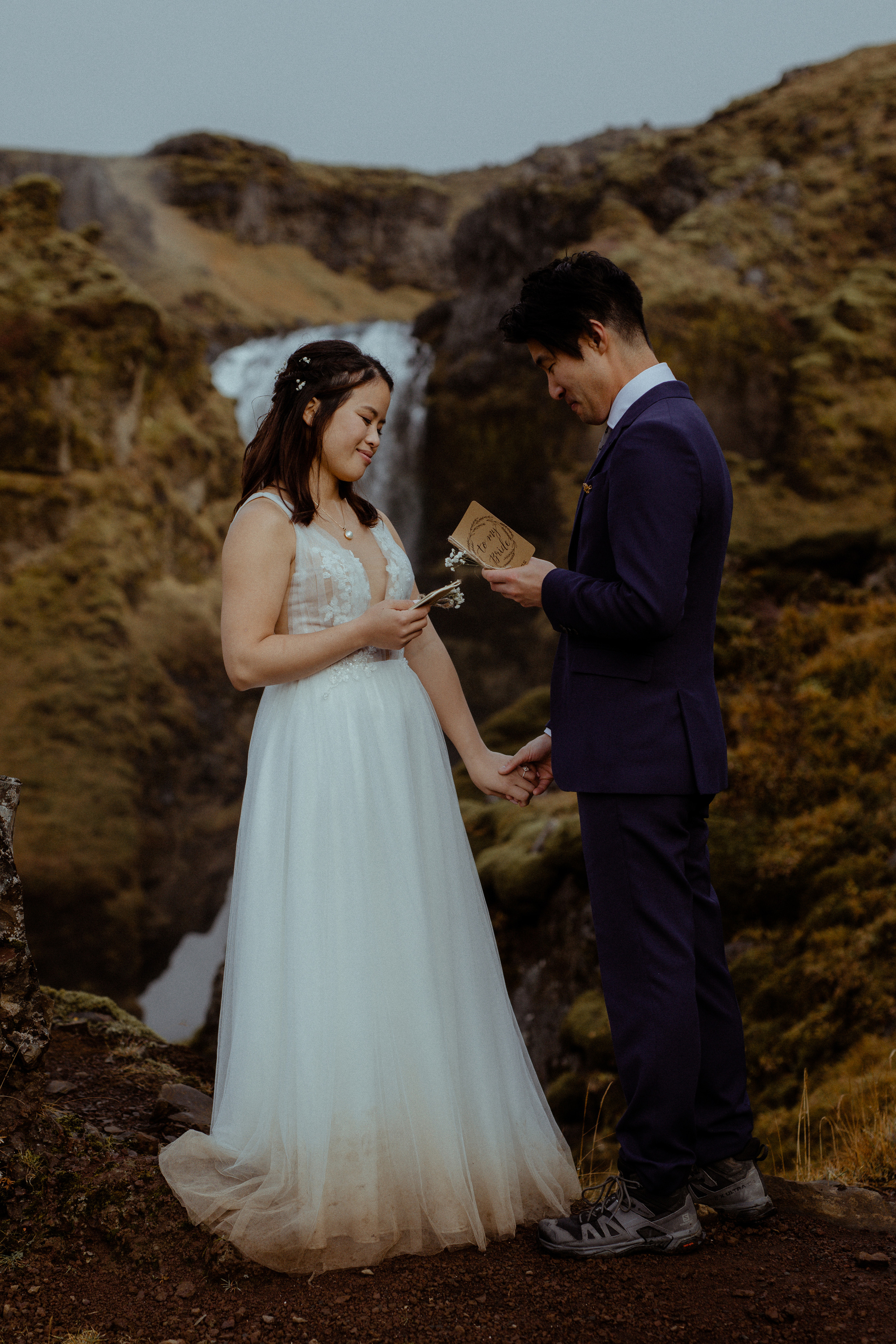 Hidden Waterfalls Iceland Elopement. Iceland elopement photographer & videographer