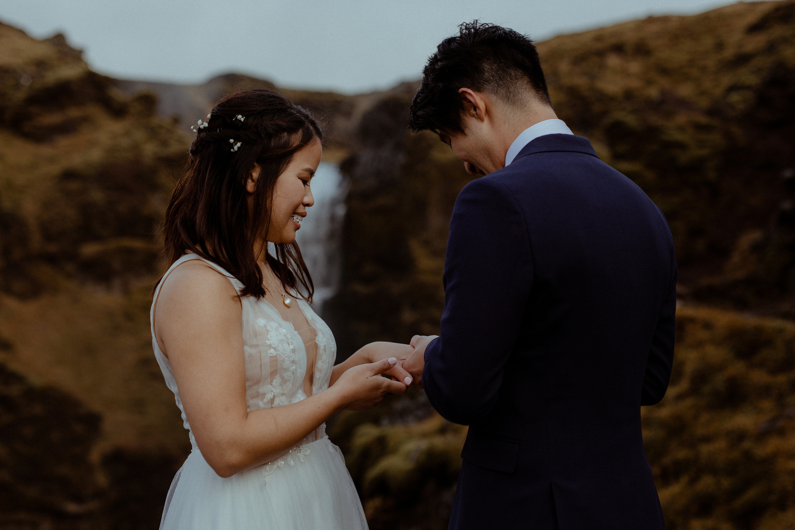 Hidden Waterfalls Iceland Elopement. Iceland elopement photographer & videographer