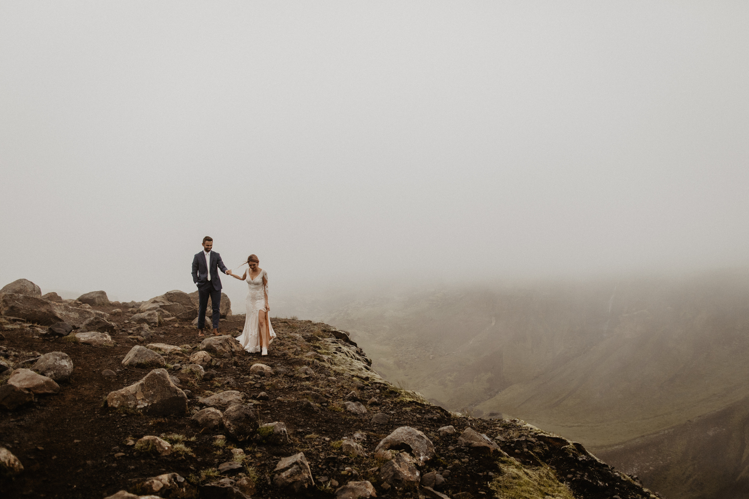 Elopement at Haifoss waterfall. Iceland elopement photographer & videographer