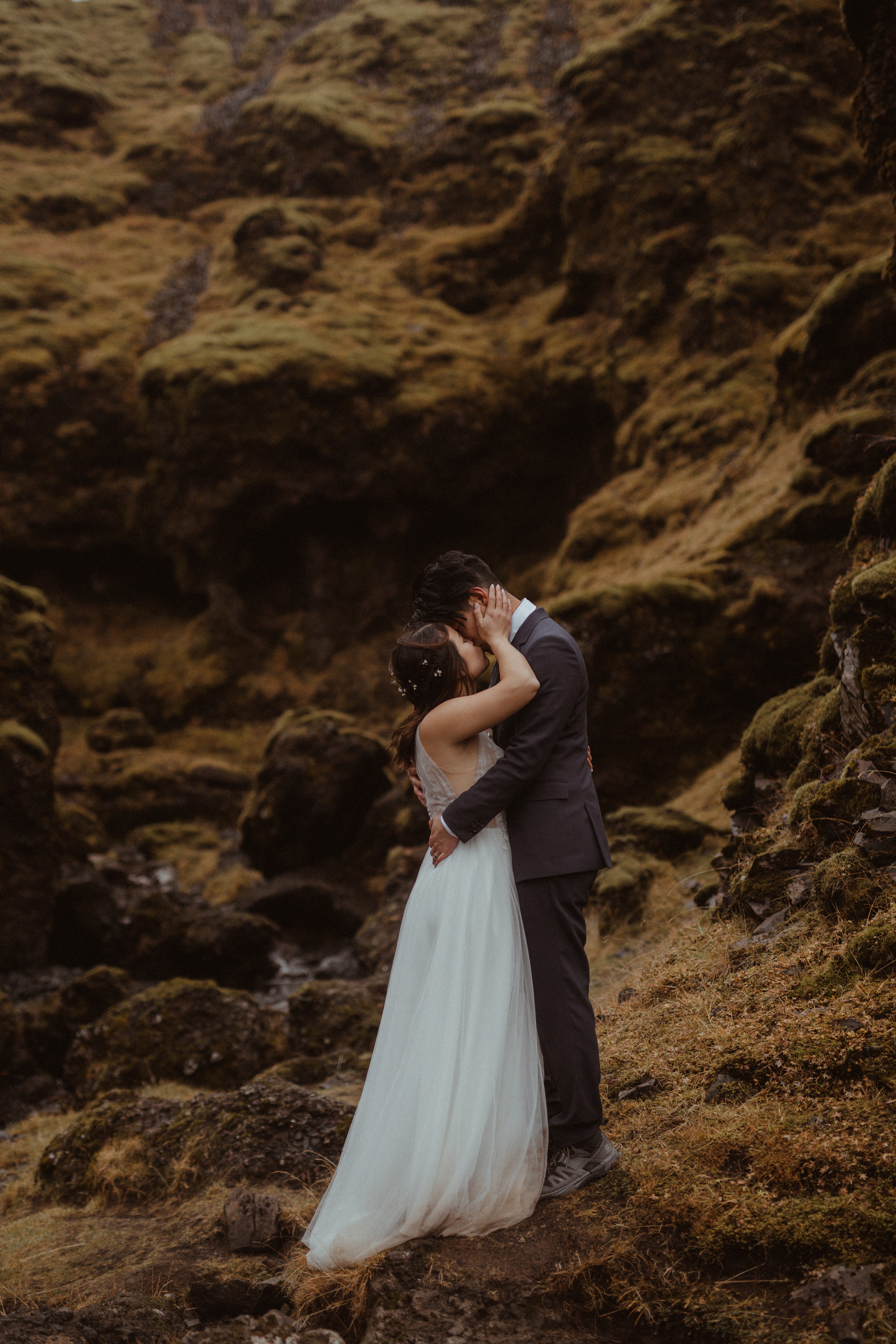 Hidden Waterfalls Iceland Elopement. Iceland elopement photographer & videographer