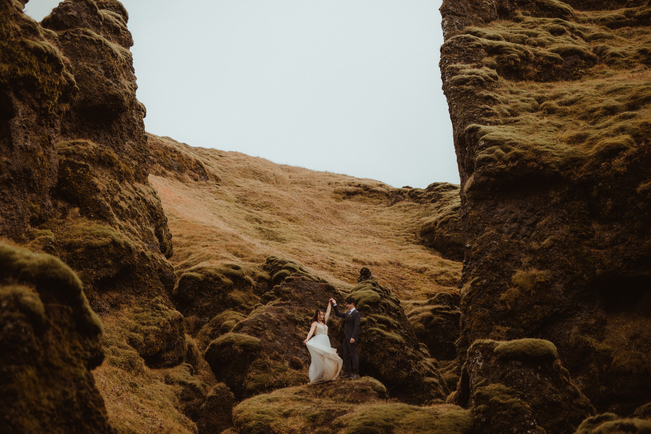 Hidden Waterfalls Iceland Elopement. Iceland elopement photographer & videographer