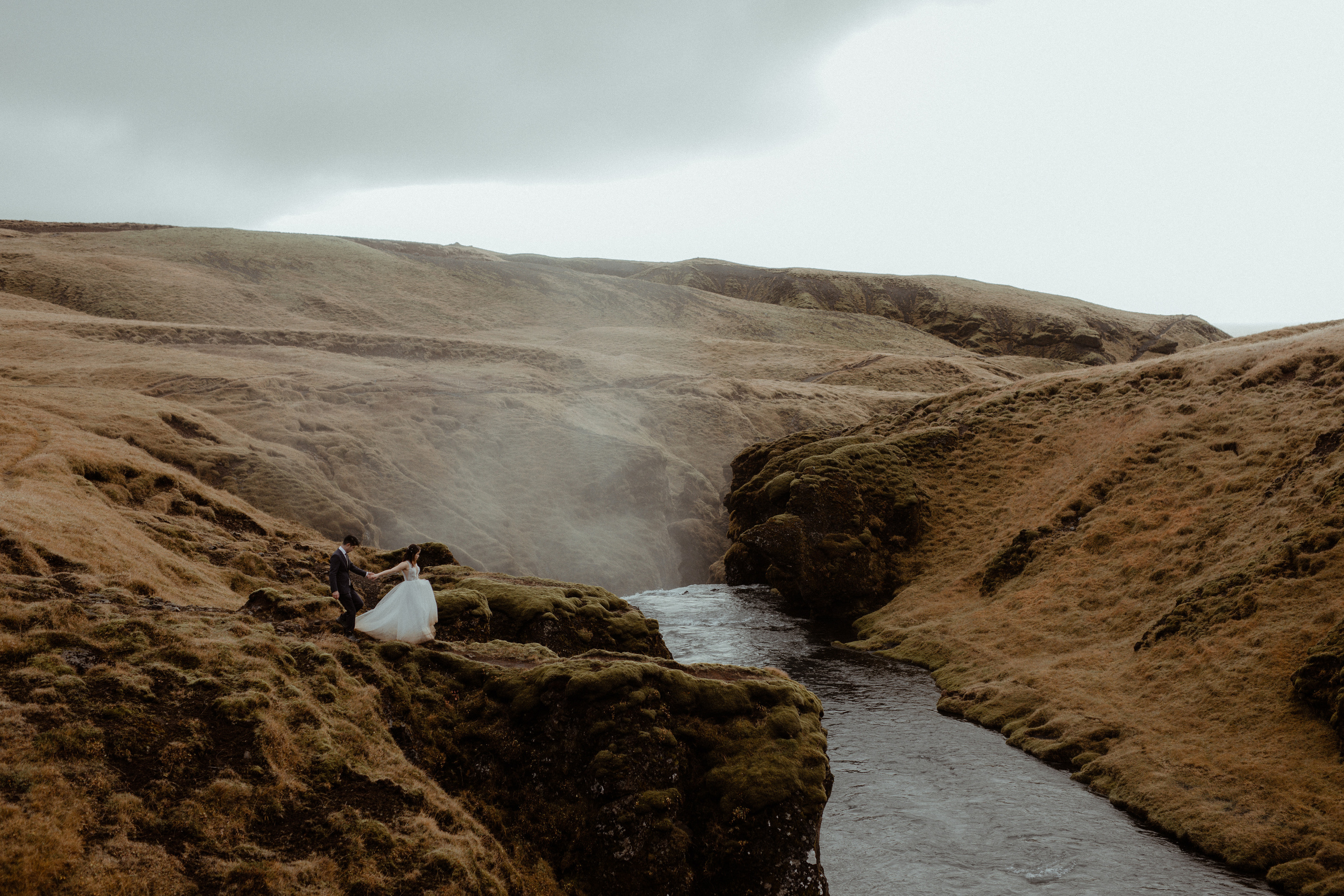 Hidden Waterfalls Iceland Elopement. Iceland elopement photographer & videographer