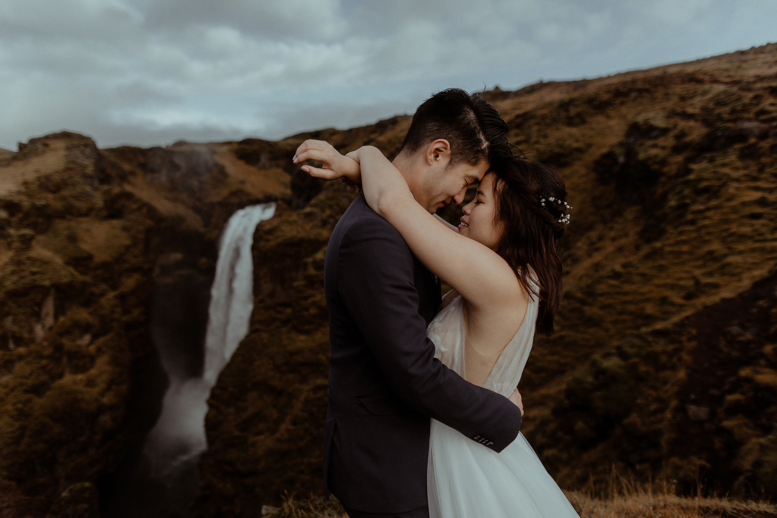 Hidden Waterfalls Iceland Elopement. Iceland elopement photographer & videographer