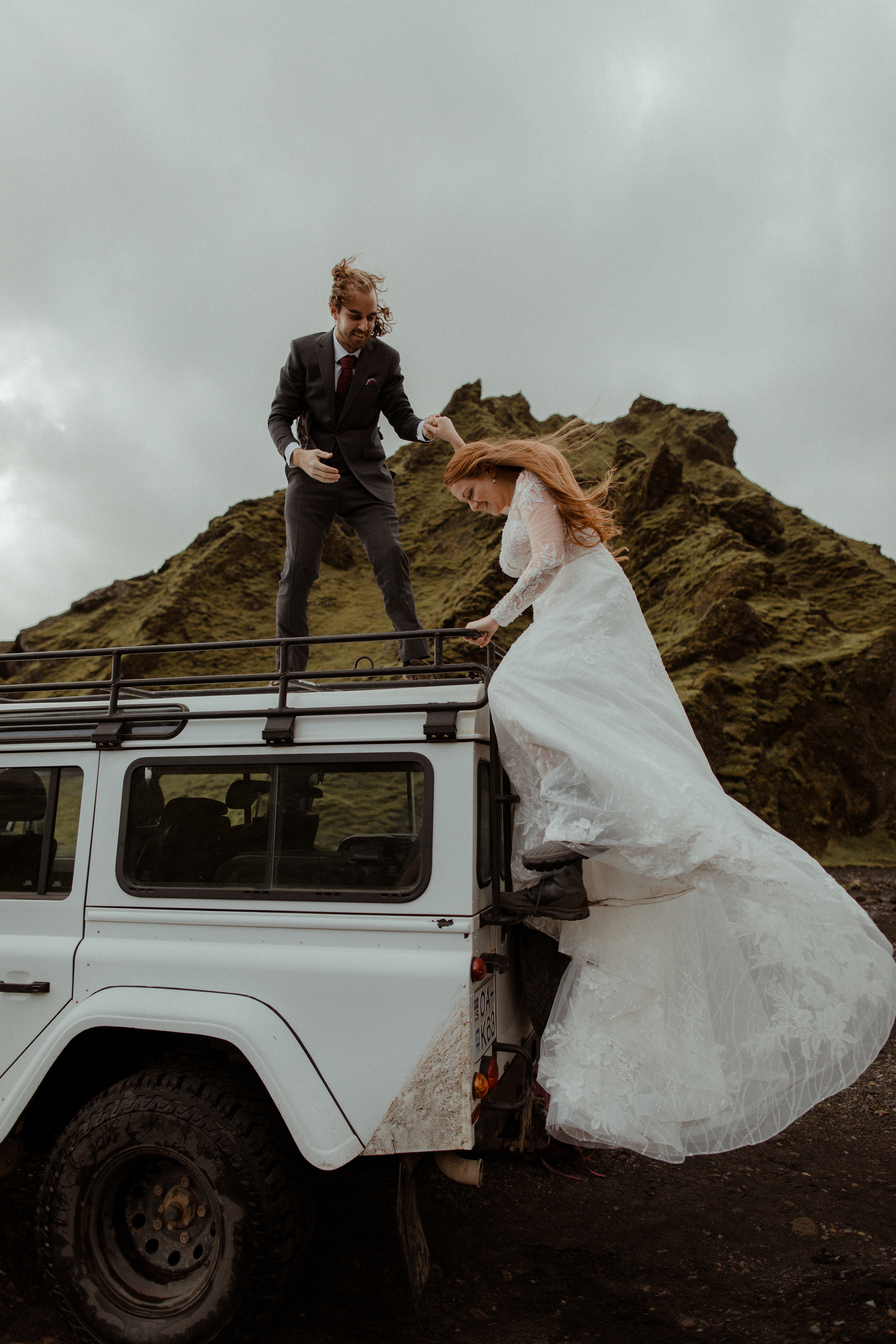 Ceremony at secret waterfall Iceland. Iceland elopement photographer & videographer