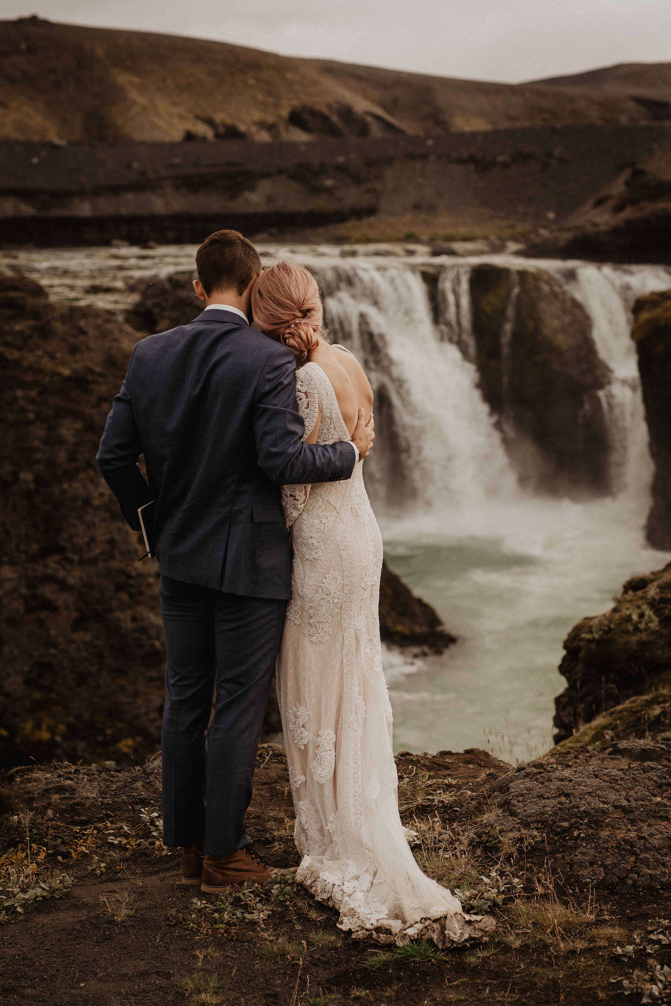 Elopement at Haifoss waterfall. Iceland elopement photographer & videographer