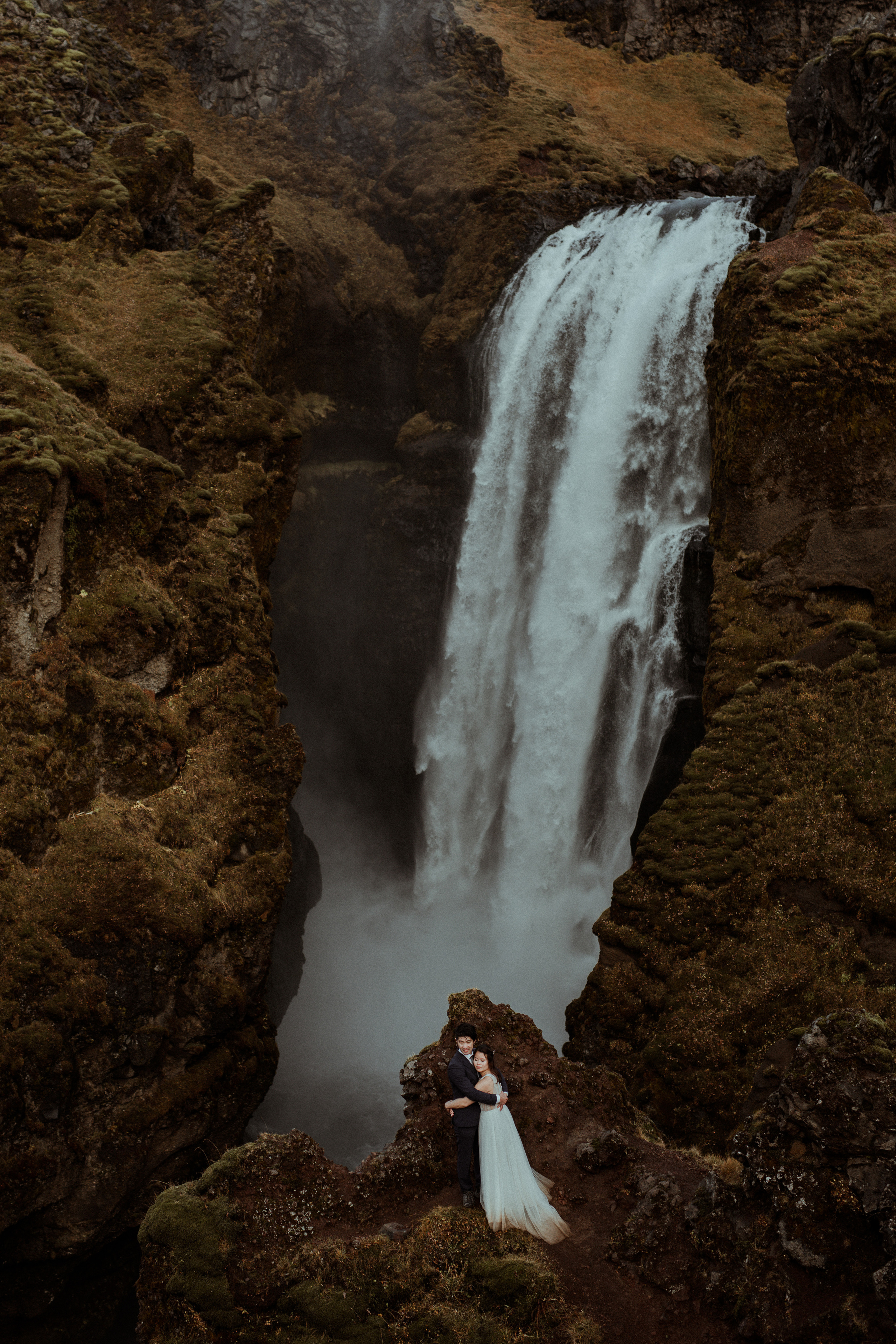 Hidden Waterfalls Iceland Elopement. Iceland elopement photographer & videographer