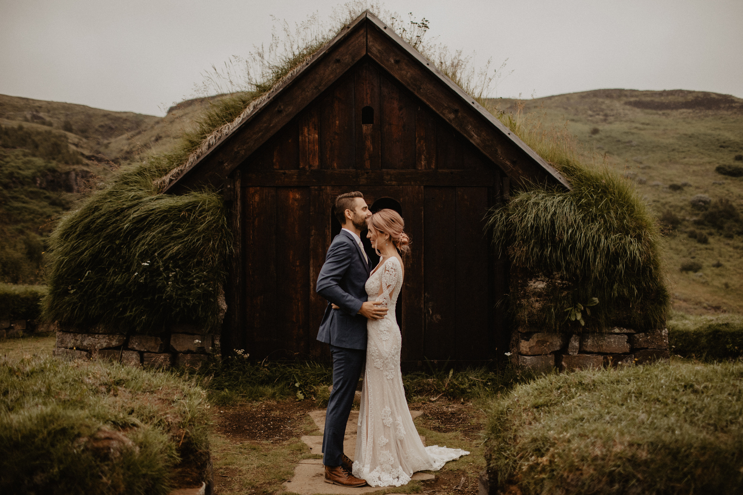Elopement at Haifoss waterfall. Iceland elopement photographer & videographer