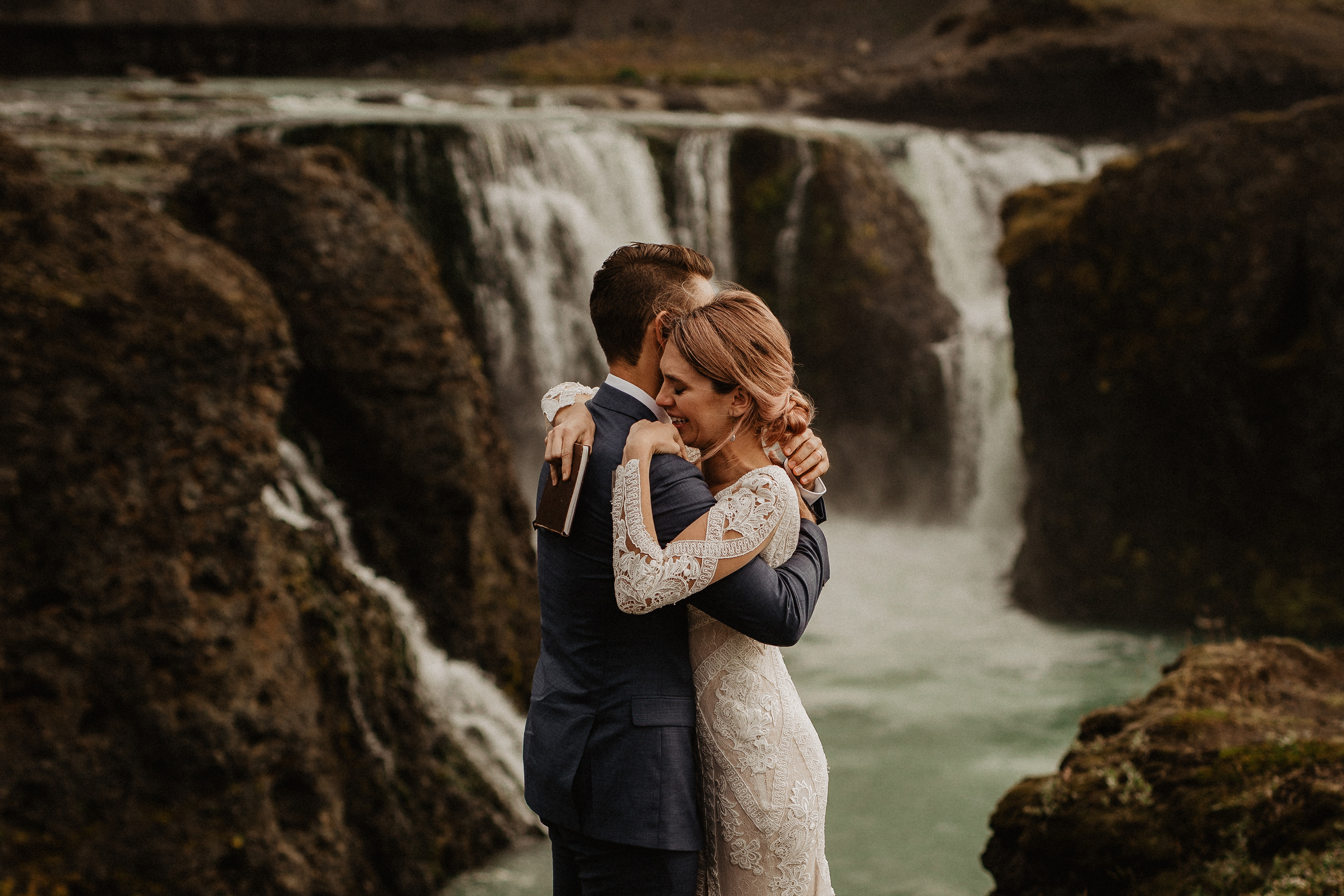 Elopement at Haifoss waterfall. Iceland elopement photographer & videographer