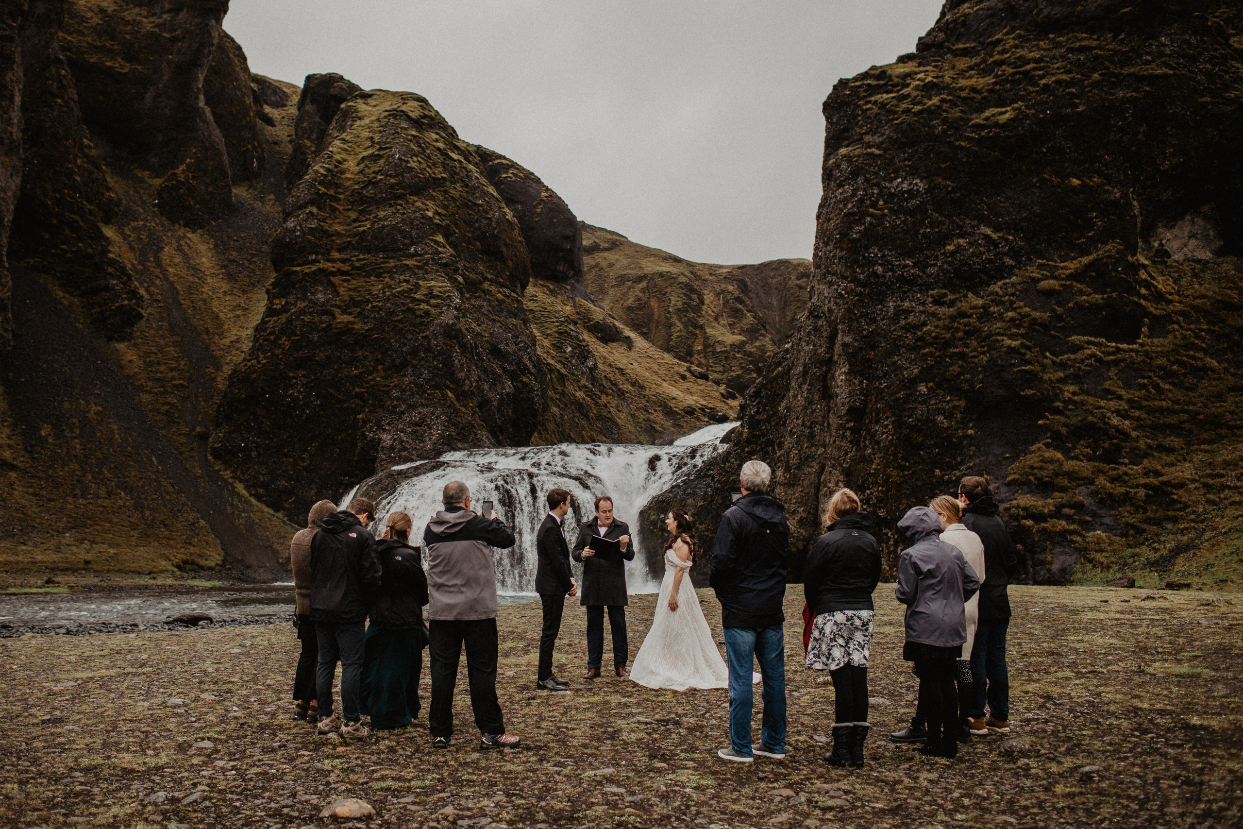 ceremony at waterfall in Iceland