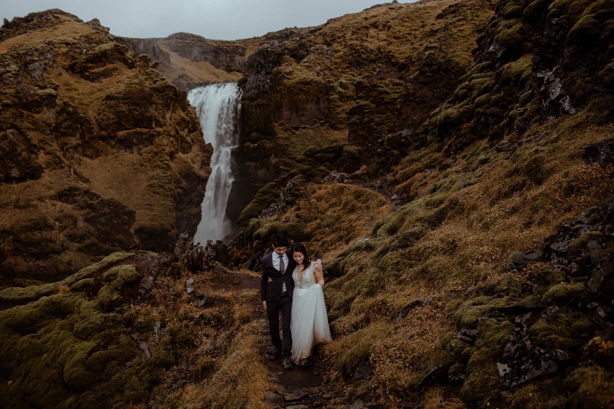 Hidden Waterfalls Iceland Elopement. Iceland elopement photographer & videographer