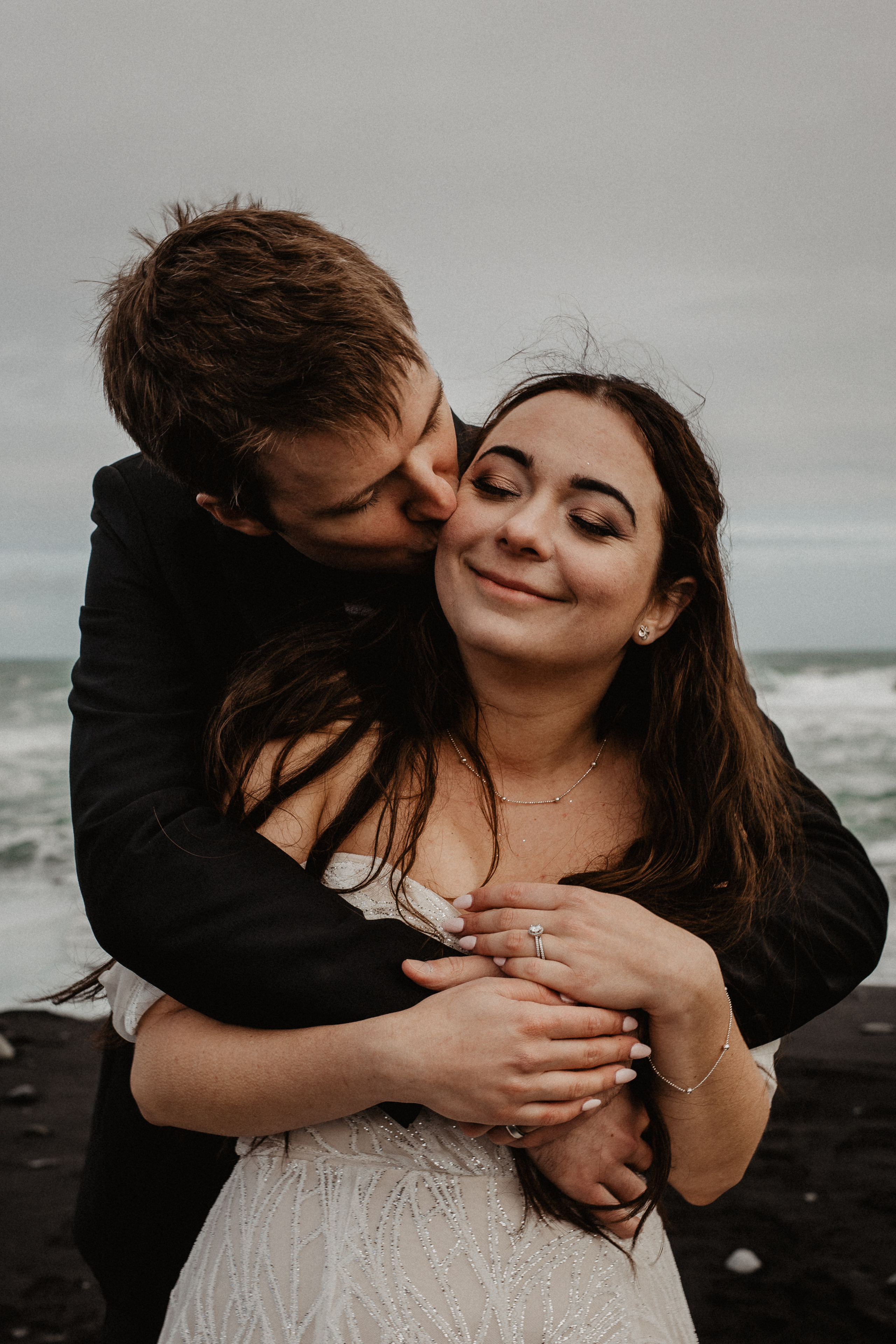 Elopement at secret canyon Iceland and diamond black beach. Iceland elopement photographer & videographer