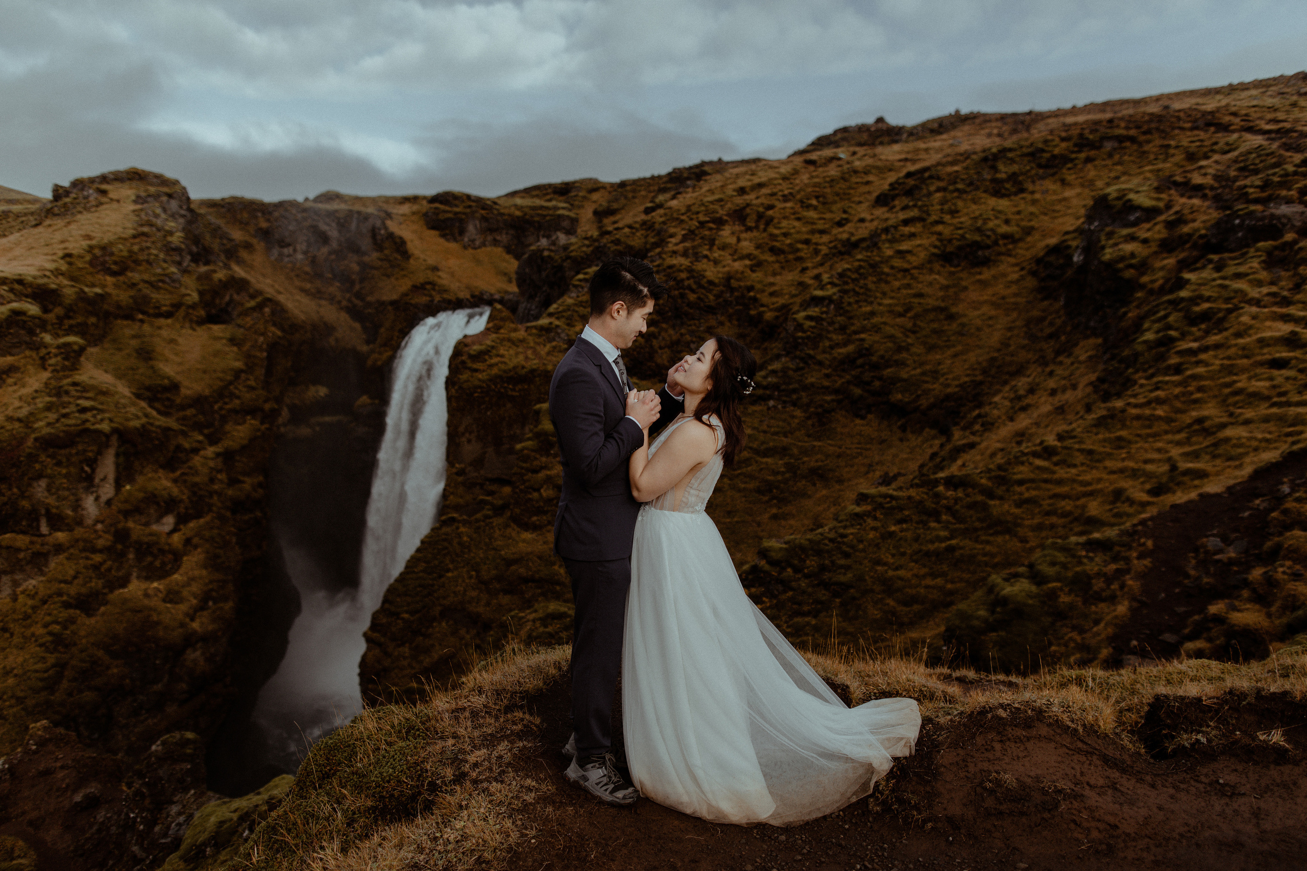 Hidden Waterfalls Iceland Elopement. Iceland elopement photographer & videographer