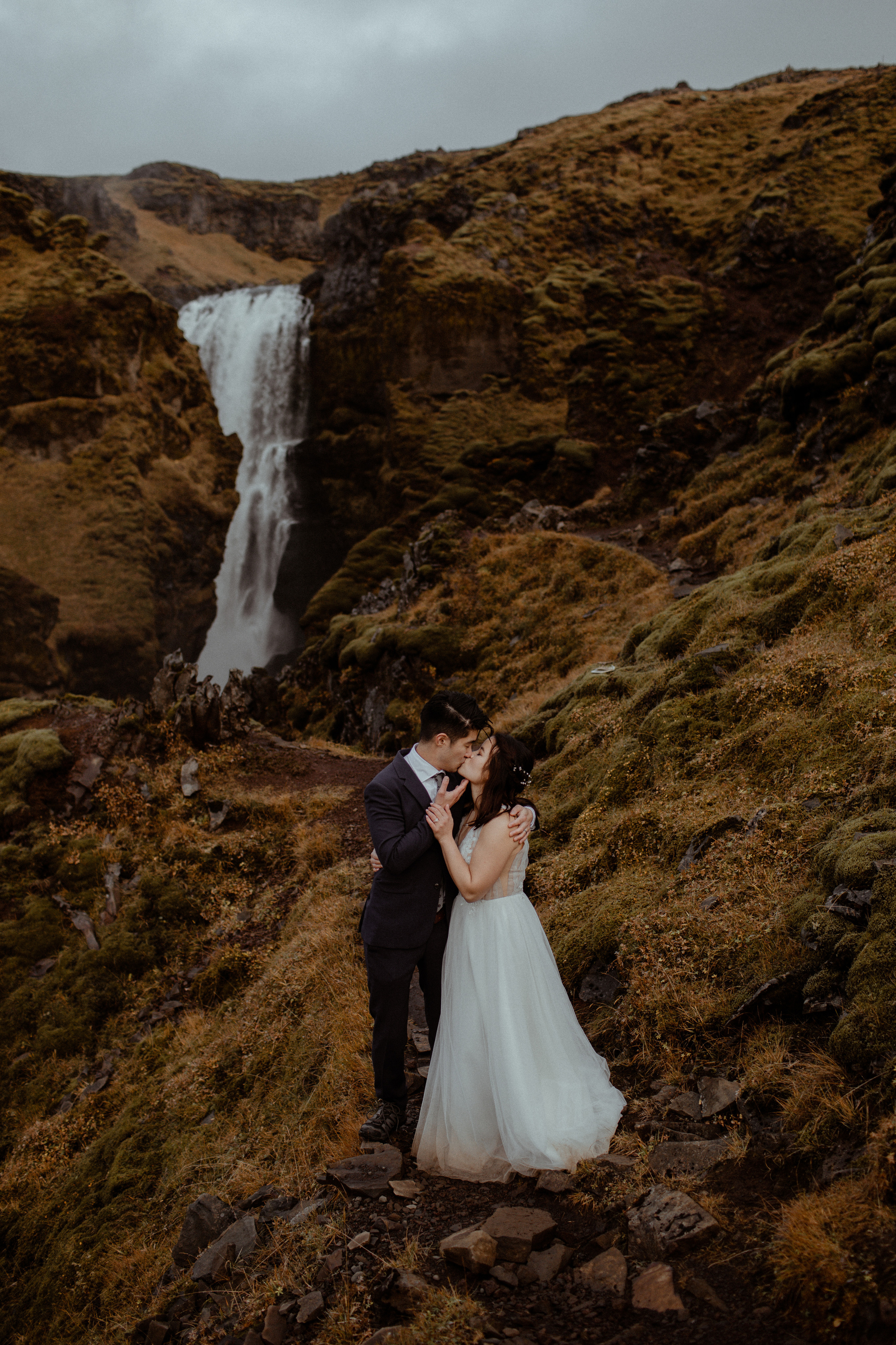 Hidden Waterfalls Iceland Elopement. Iceland elopement photographer & videographer