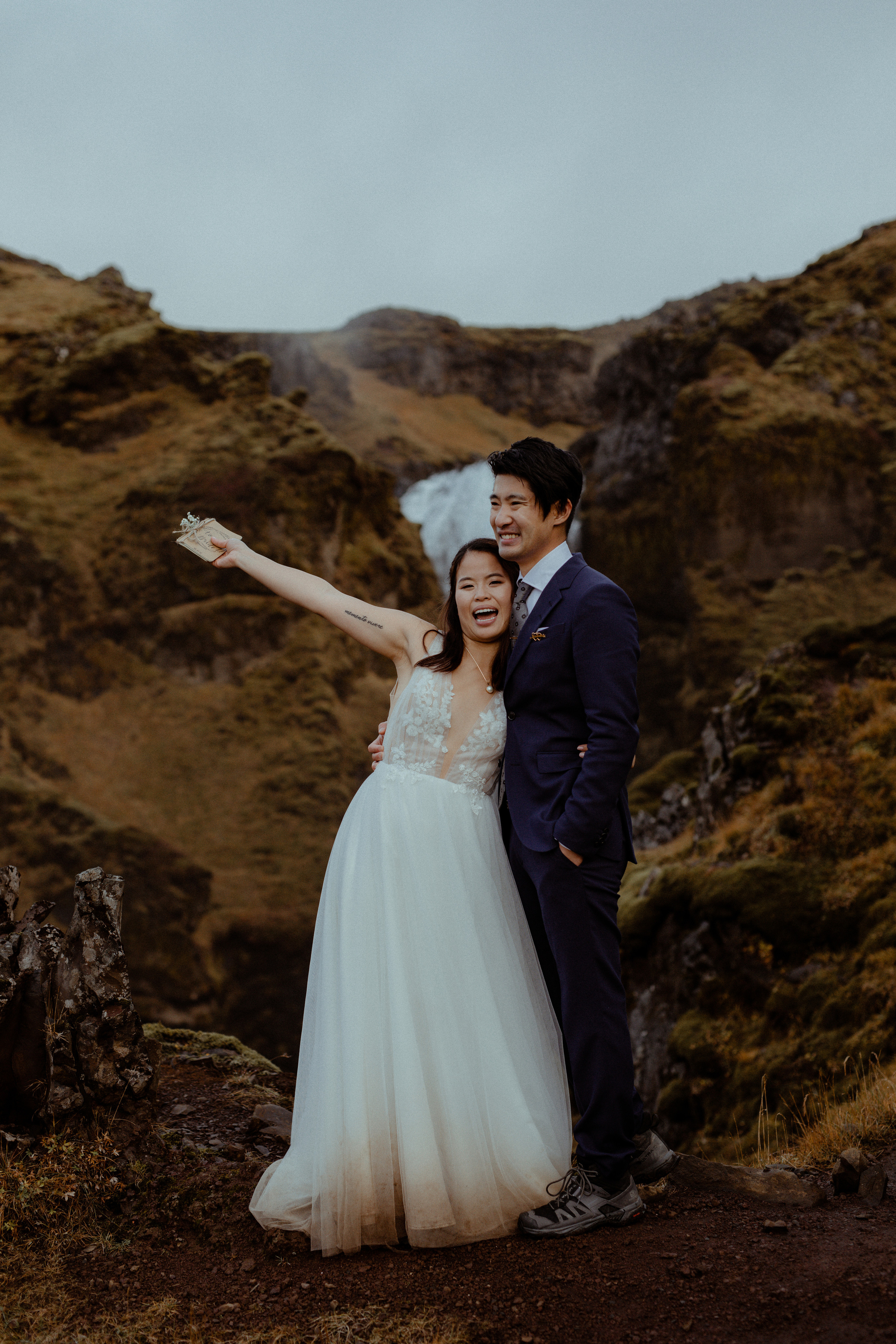 Hidden Waterfalls Iceland Elopement. Iceland elopement photographer & videographer