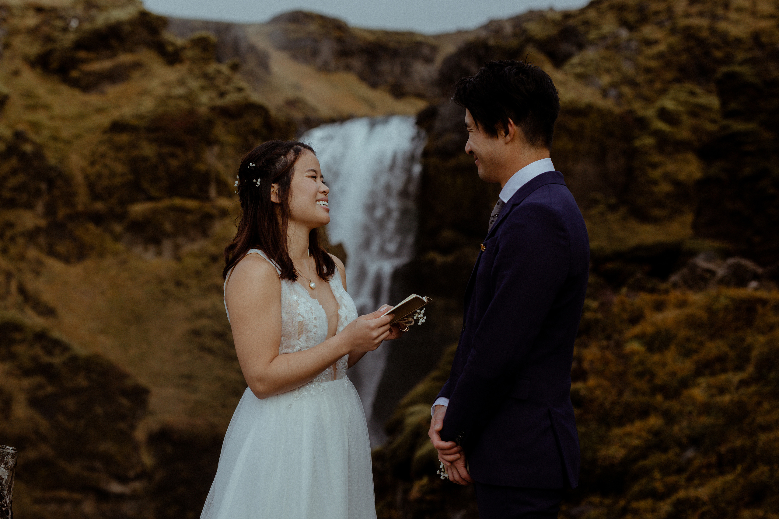 Hidden Waterfalls Iceland Elopement. Iceland elopement photographer & videographer