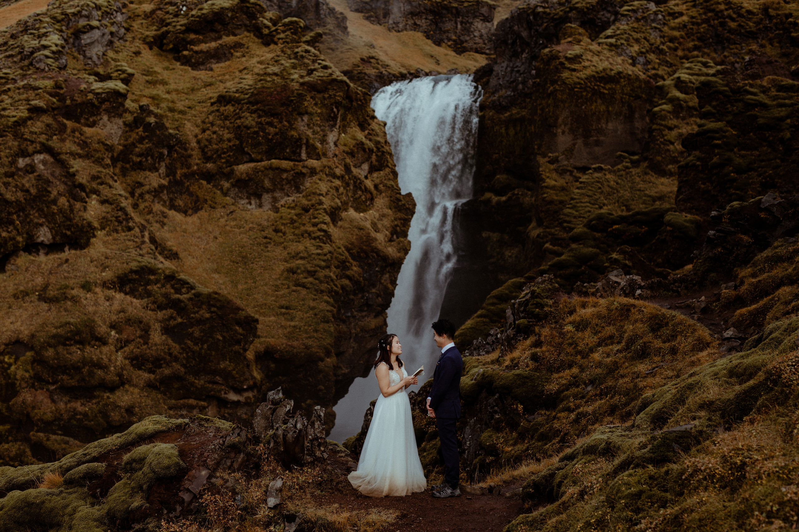 Hidden Waterfalls Iceland Elopement. Iceland elopement photographer & videographer