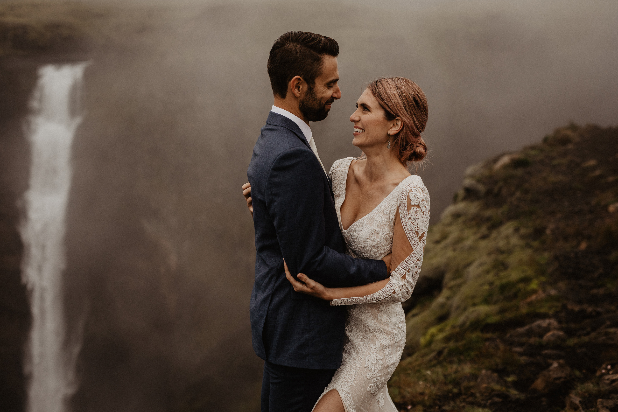 Elopement at Haifoss waterfall. Iceland elopement photographer & videographer