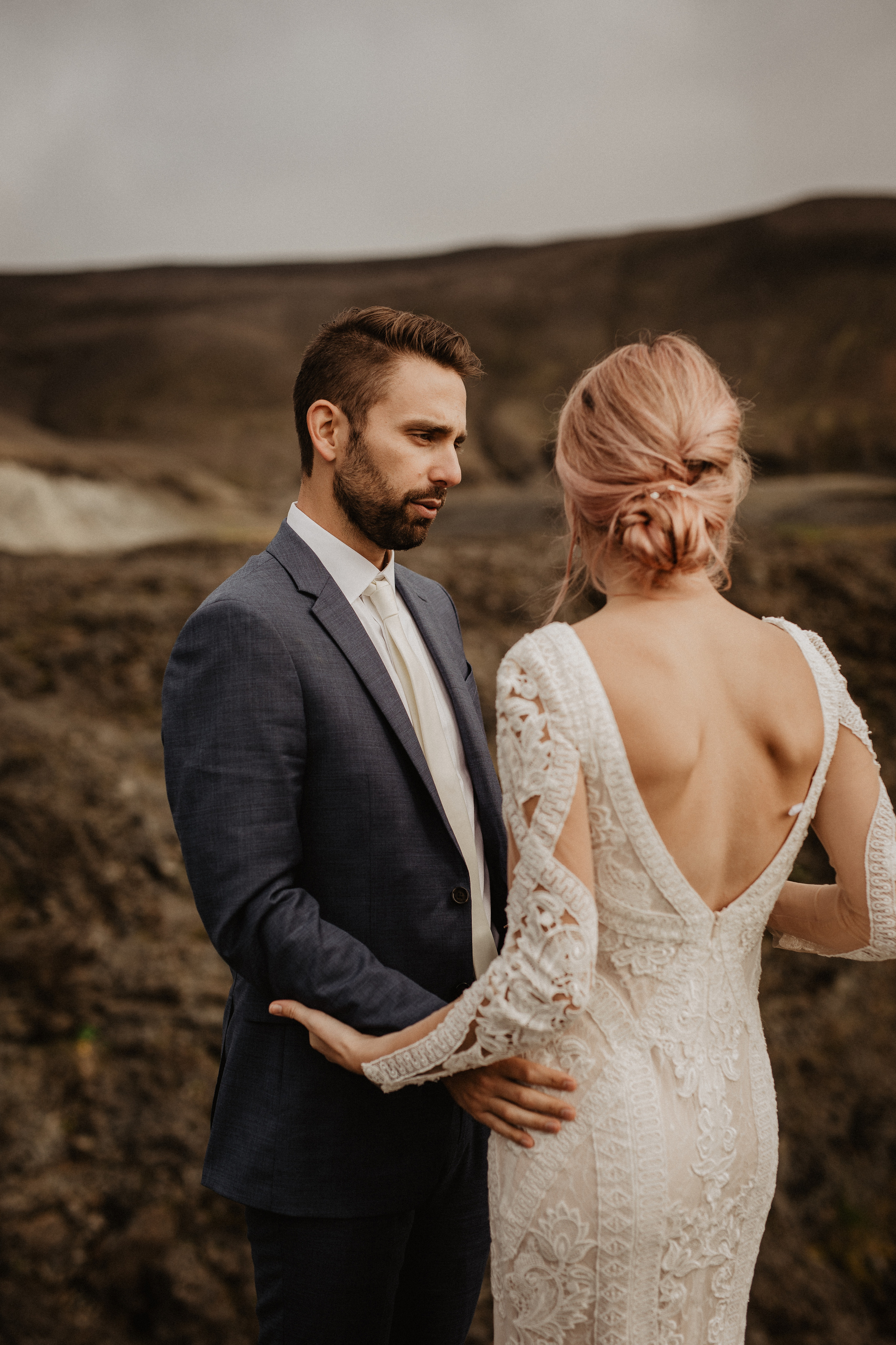 Elopement at Haifoss waterfall. Iceland elopement photographer & videographer