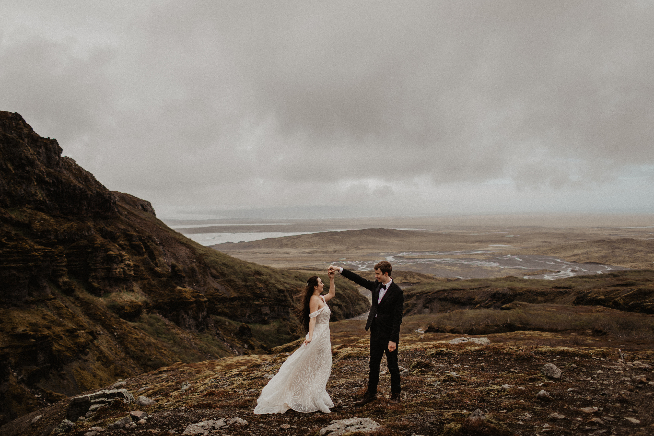 Elopement at secret canyon Iceland and diamond black beach. Iceland elopement photographer & videographer