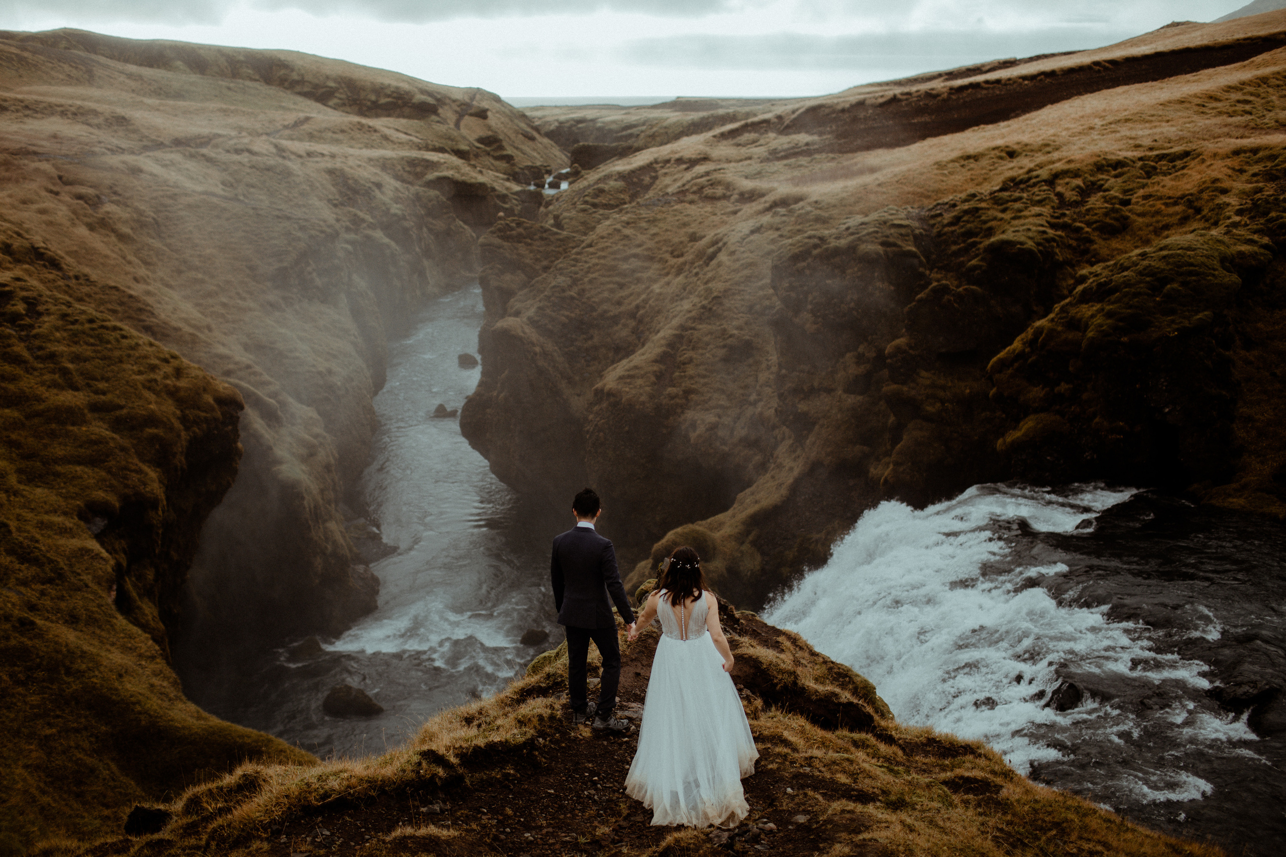 Hidden Waterfalls Iceland Elopement. Iceland elopement photographer & videographer