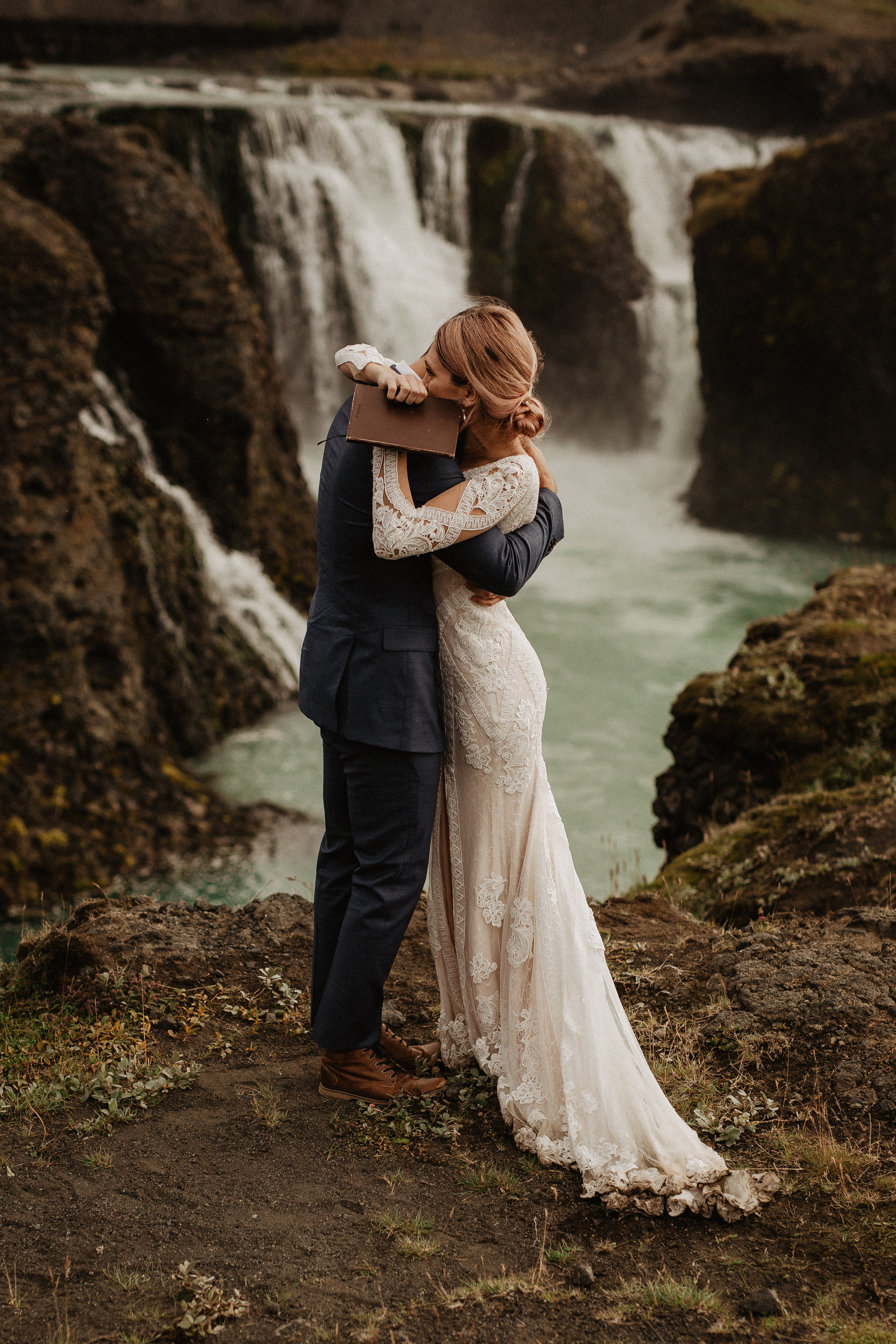 Elopement at Haifoss waterfall. Iceland elopement photographer & videographer
