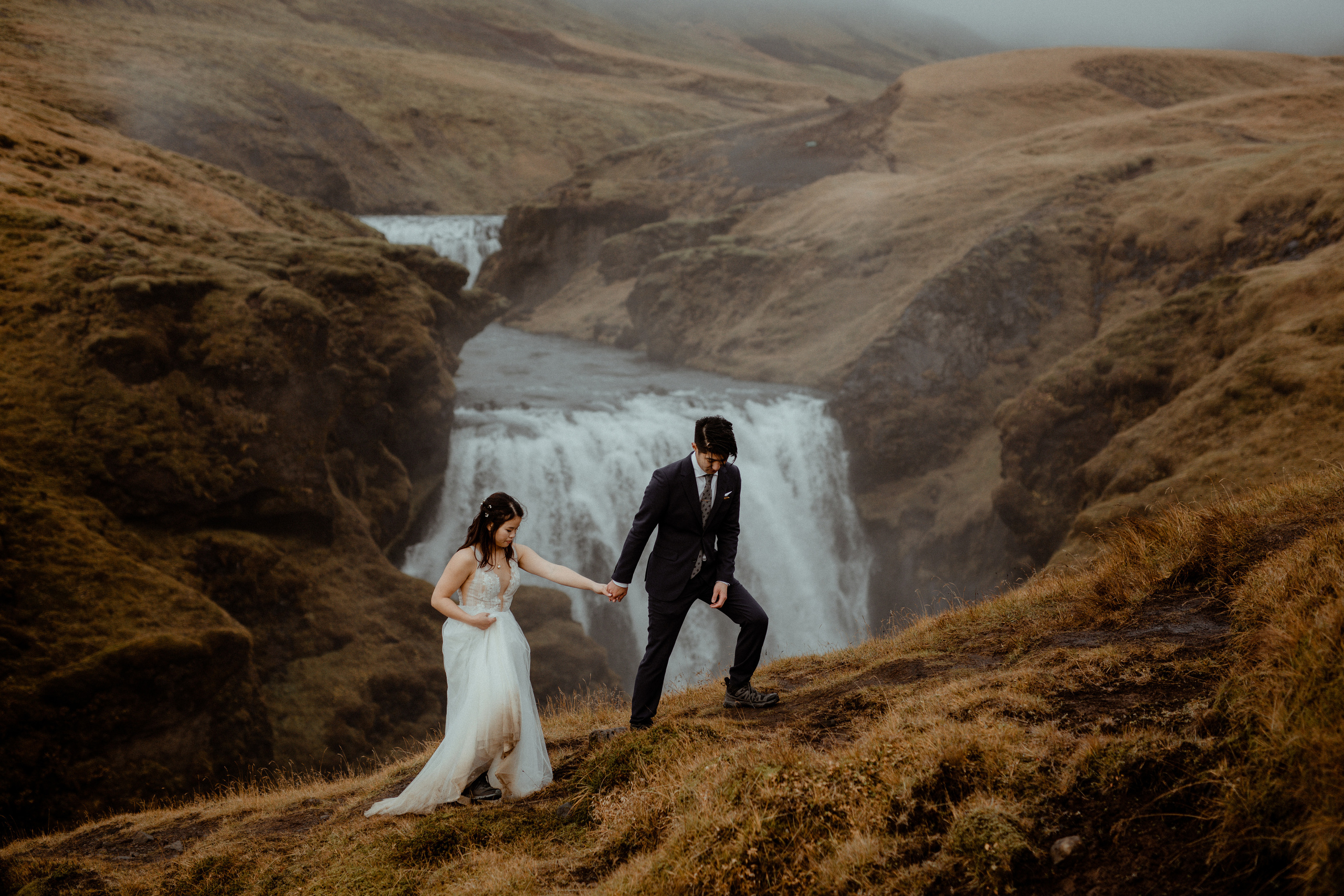 Hidden Waterfalls Iceland Elopement. Iceland elopement photographer & videographer