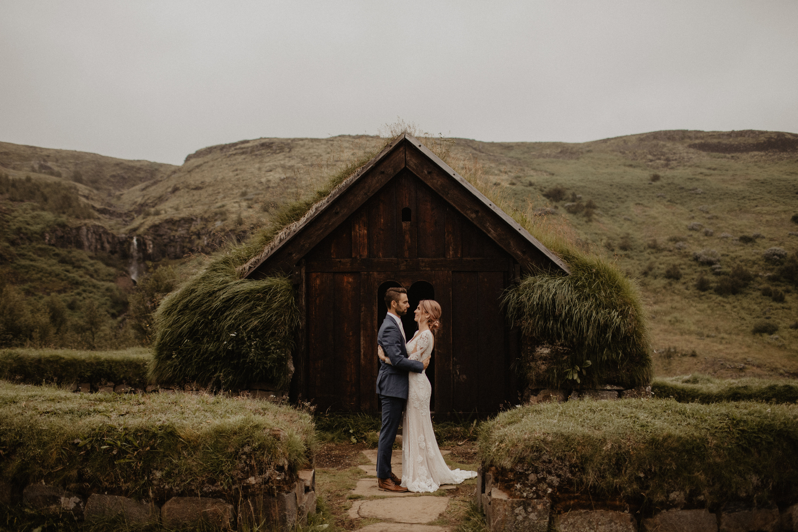 Elopement at Haifoss waterfall. Iceland elopement photographer & videographer