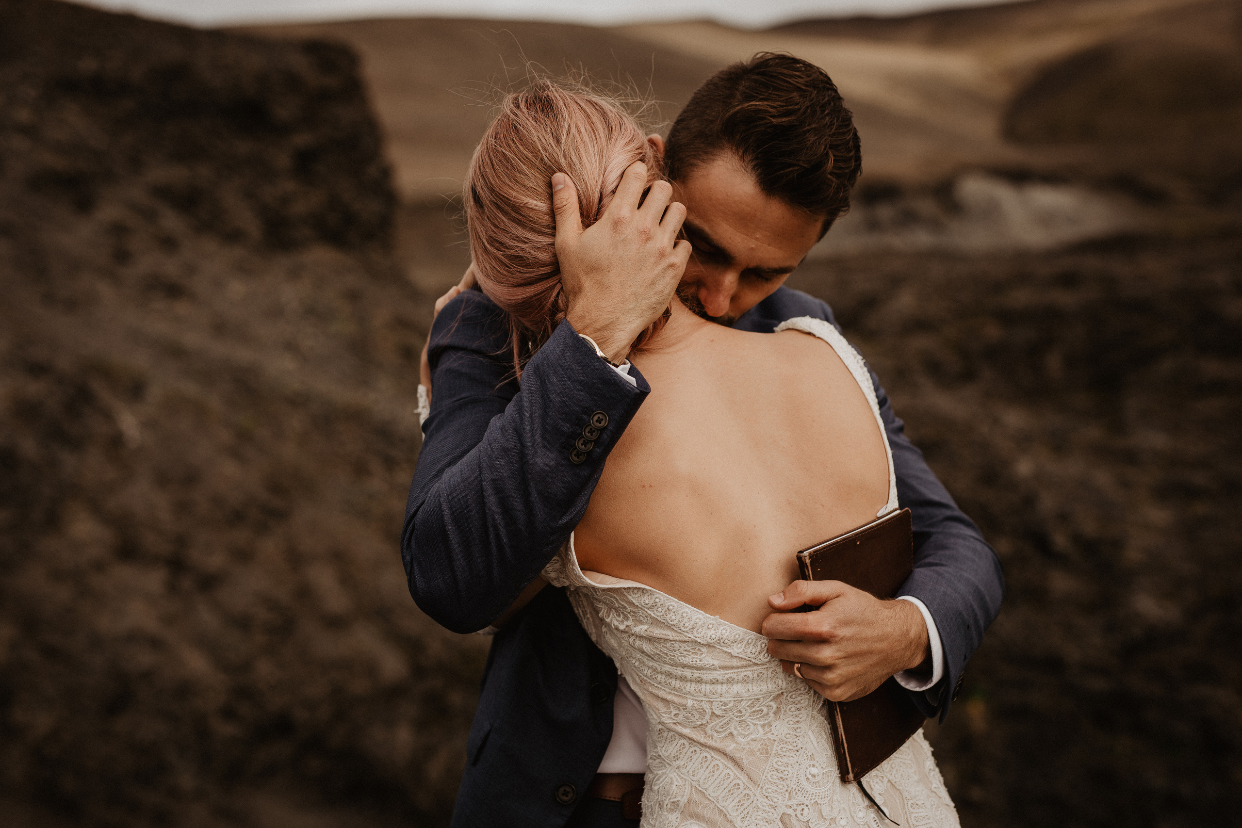 Elopement at Haifoss waterfall. Iceland elopement photographer & videographer