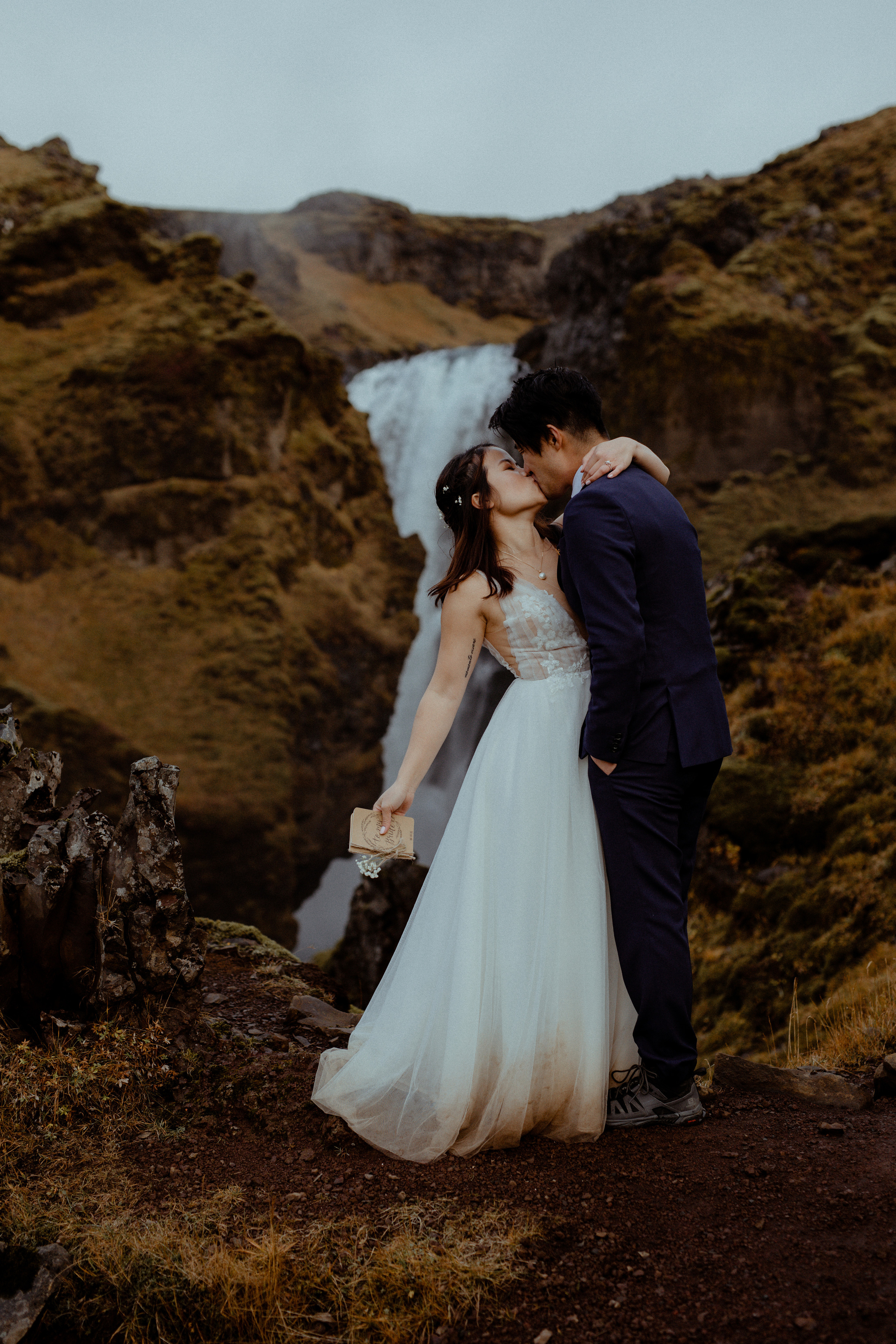 Hidden Waterfalls Iceland Elopement. Iceland elopement photographer & videographer