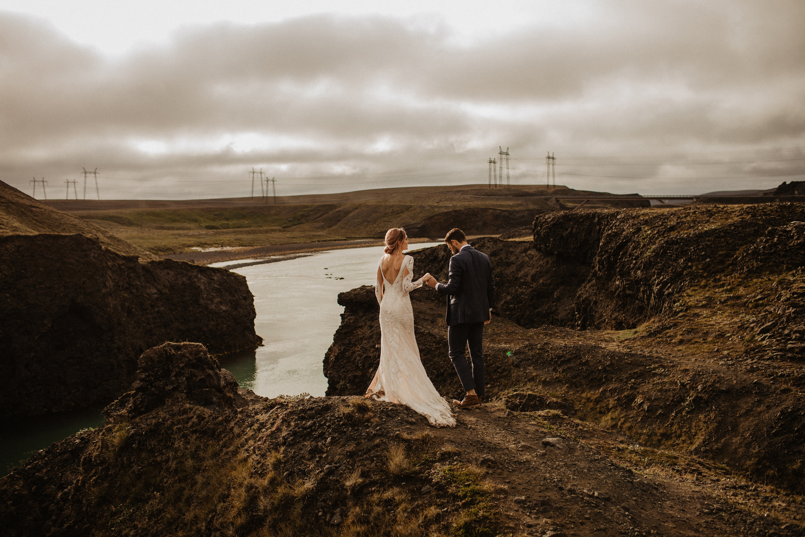 Elopement at Haifoss waterfall. Iceland elopement photographer & videographer