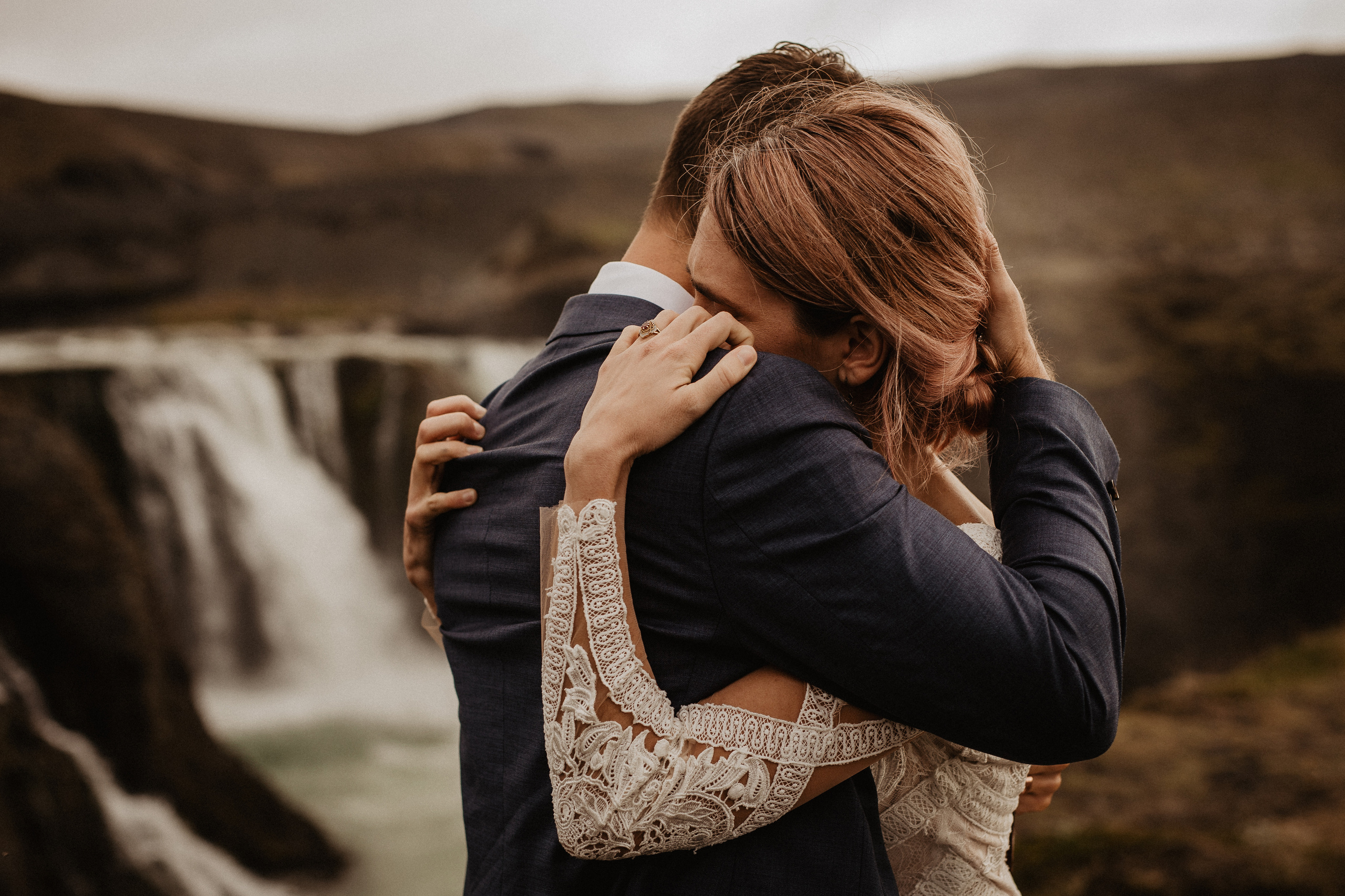 Elopement at Haifoss waterfall. Iceland elopement photographer & videographer