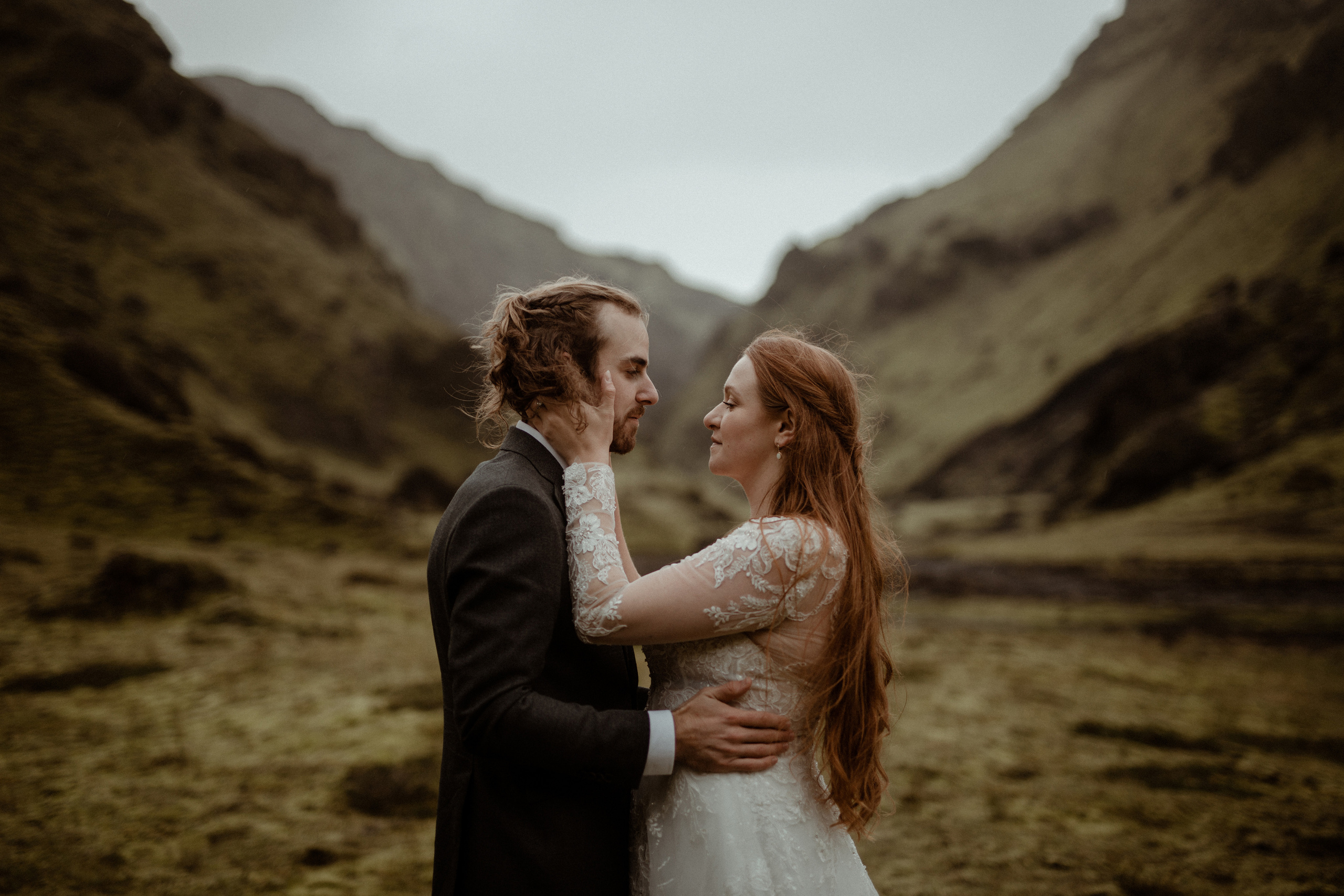 Ceremony at secret waterfall Iceland. Iceland elopement photographer & videographer
