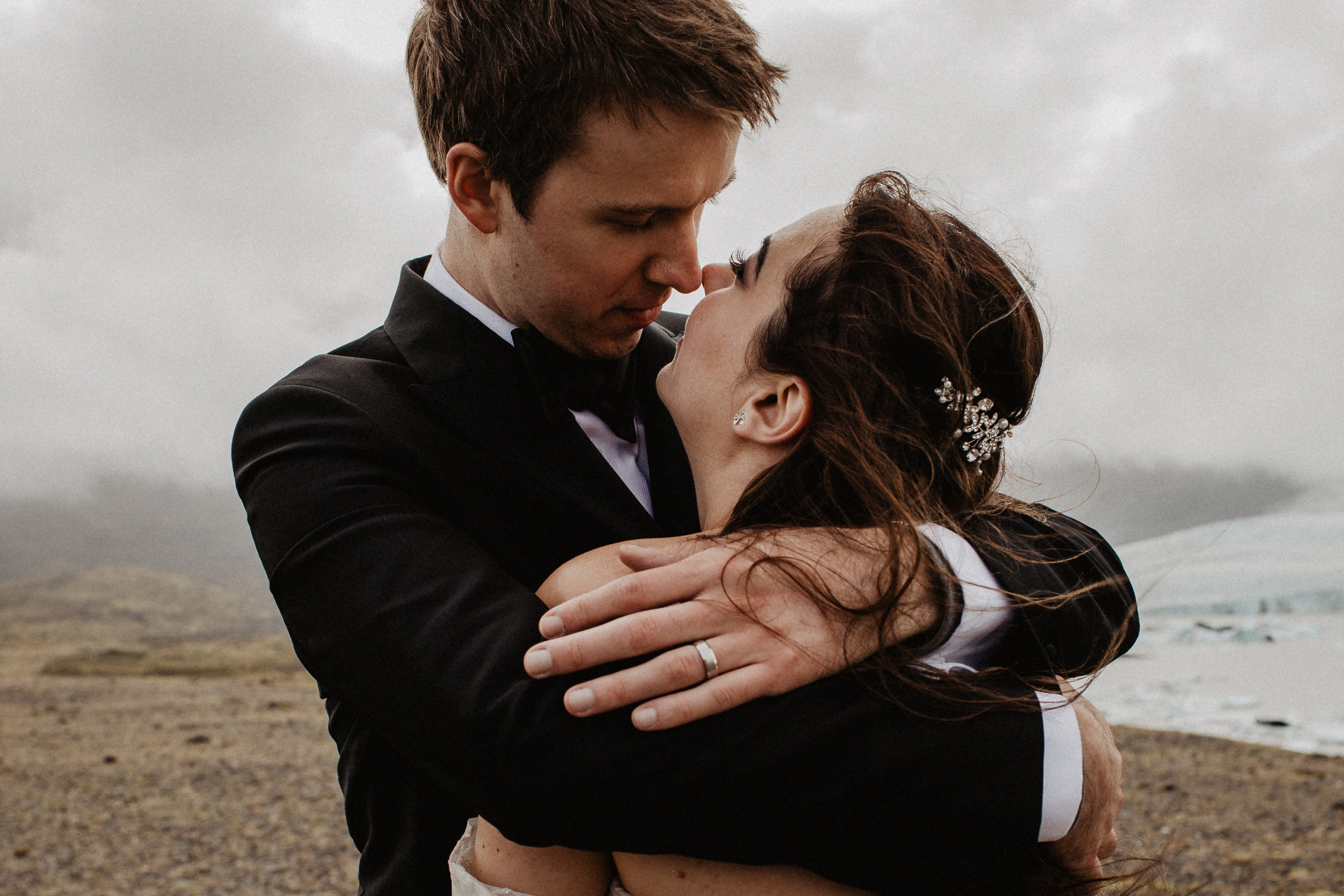 Elopement at secret canyon Iceland and diamond black beach. Iceland elopement photographer & videographer