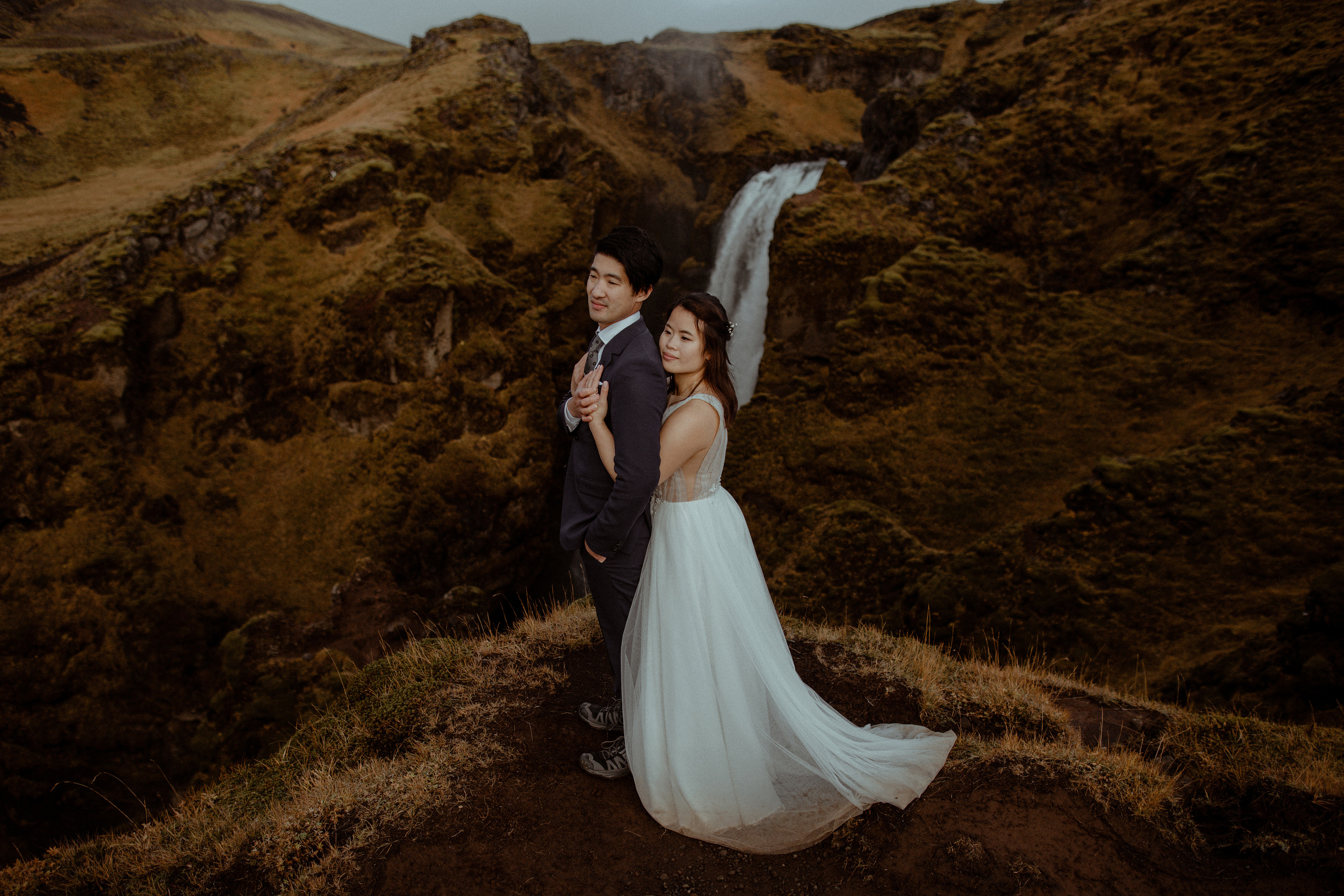 Hidden Waterfalls Iceland Elopement. Iceland elopement photographer & videographer