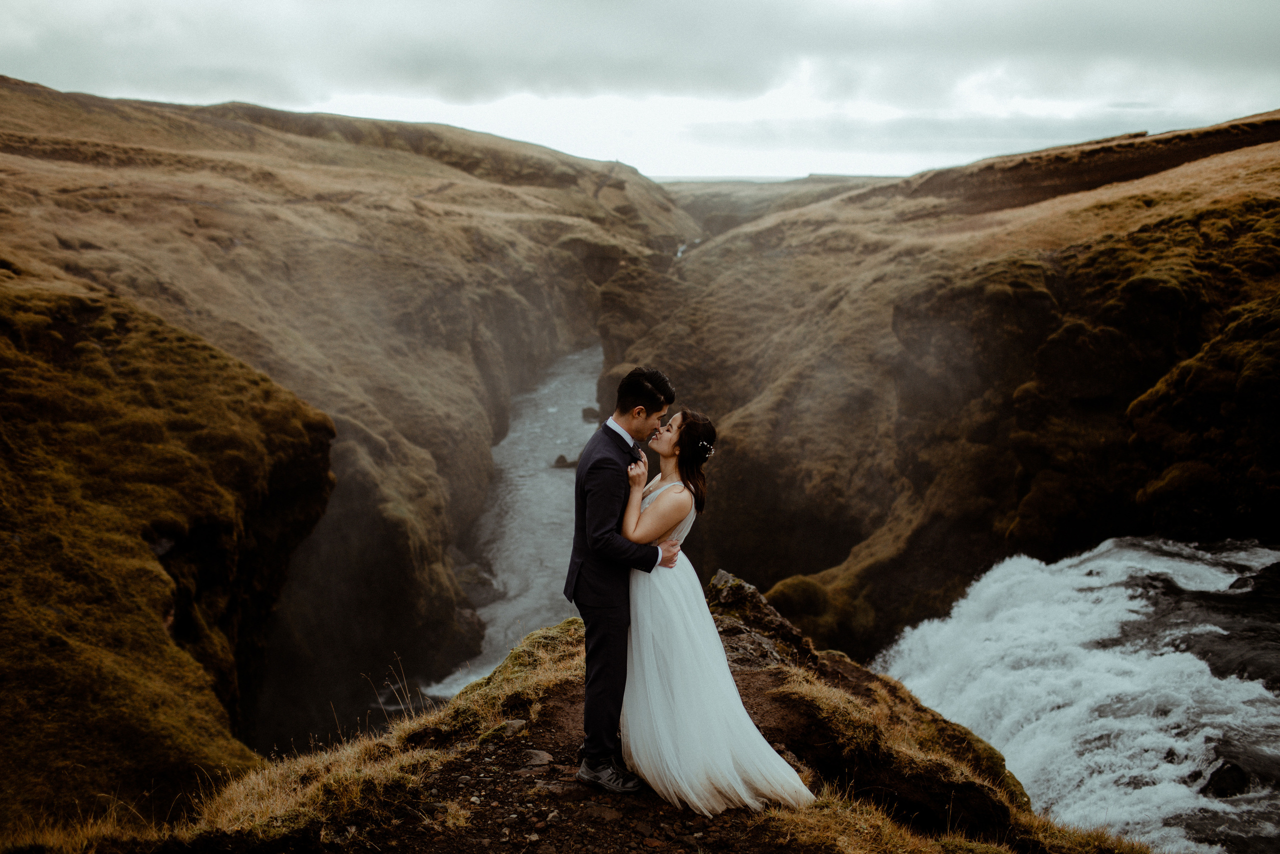 Hidden Waterfalls Iceland Elopement. Iceland elopement photographer & videographer