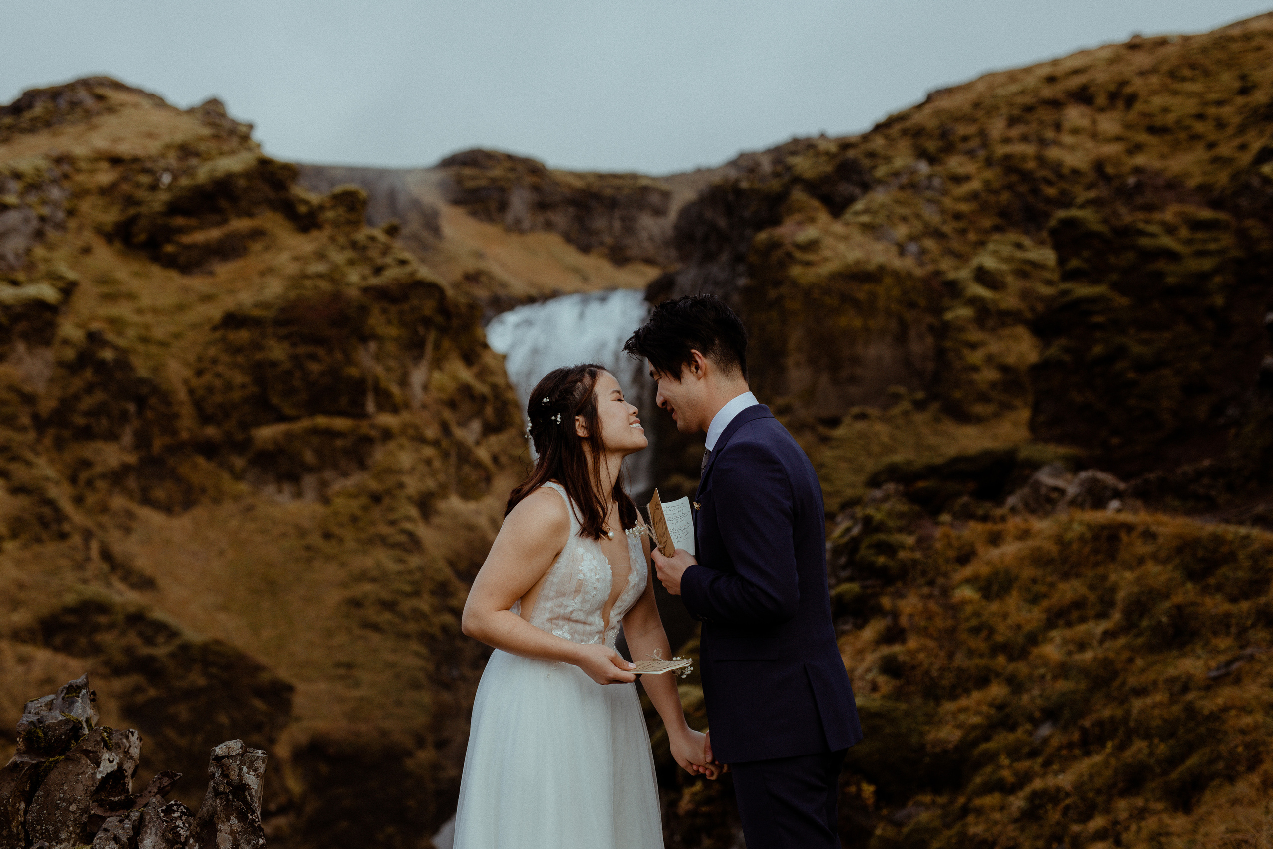 Hidden Waterfalls Iceland Elopement. Iceland elopement photographer & videographer