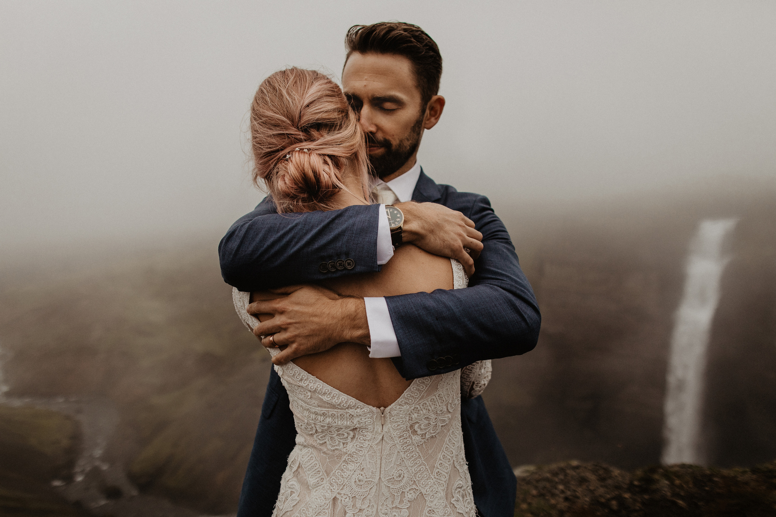 Elopement at Haifoss waterfall. Iceland elopement photographer & videographer