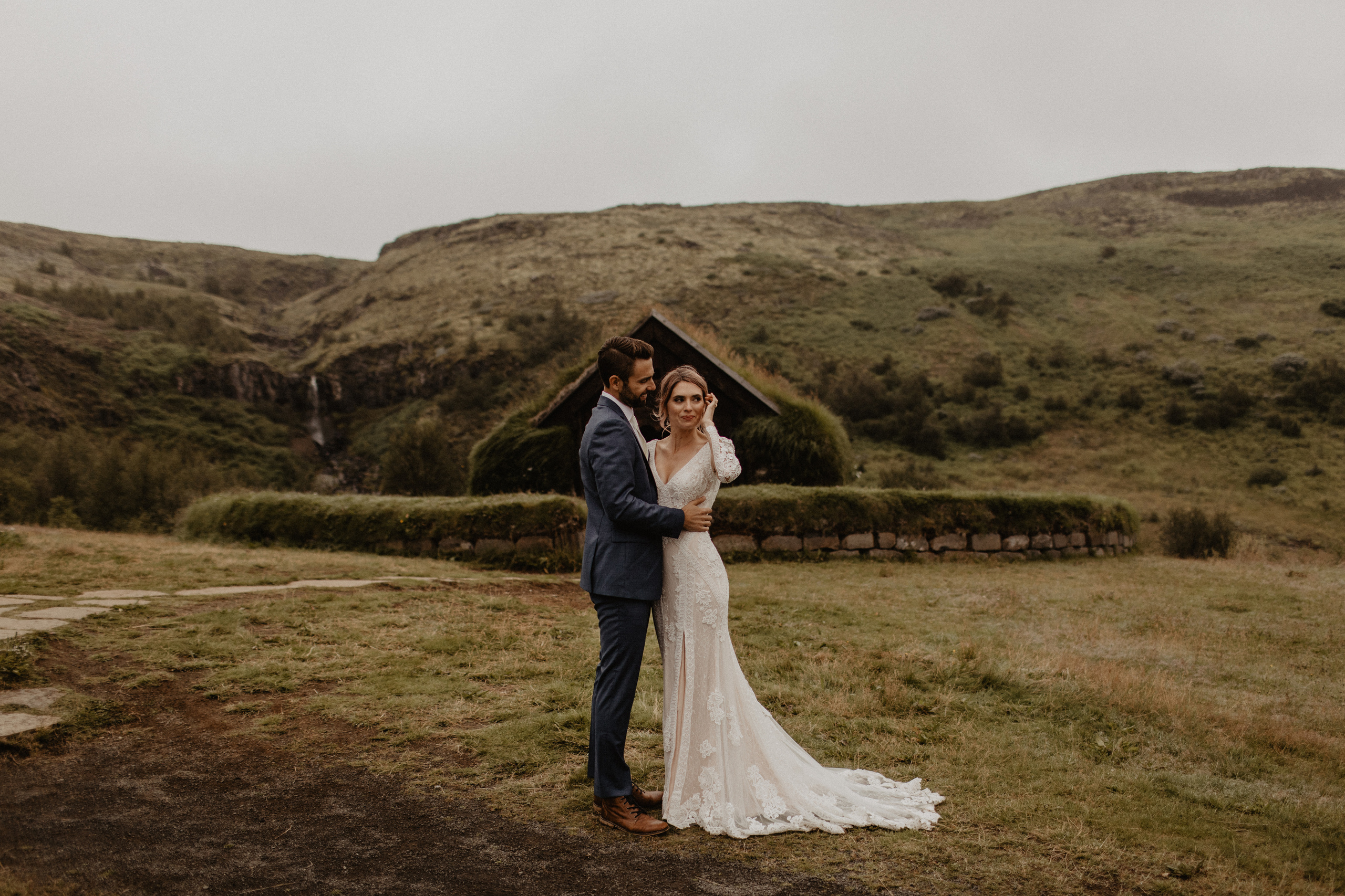 Elopement at Haifoss waterfall. Iceland elopement photographer & videographer