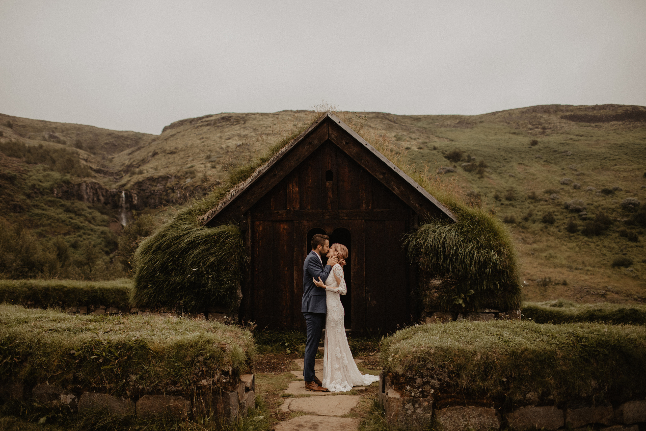 Elopement at Haifoss waterfall. Iceland elopement photographer & videographer