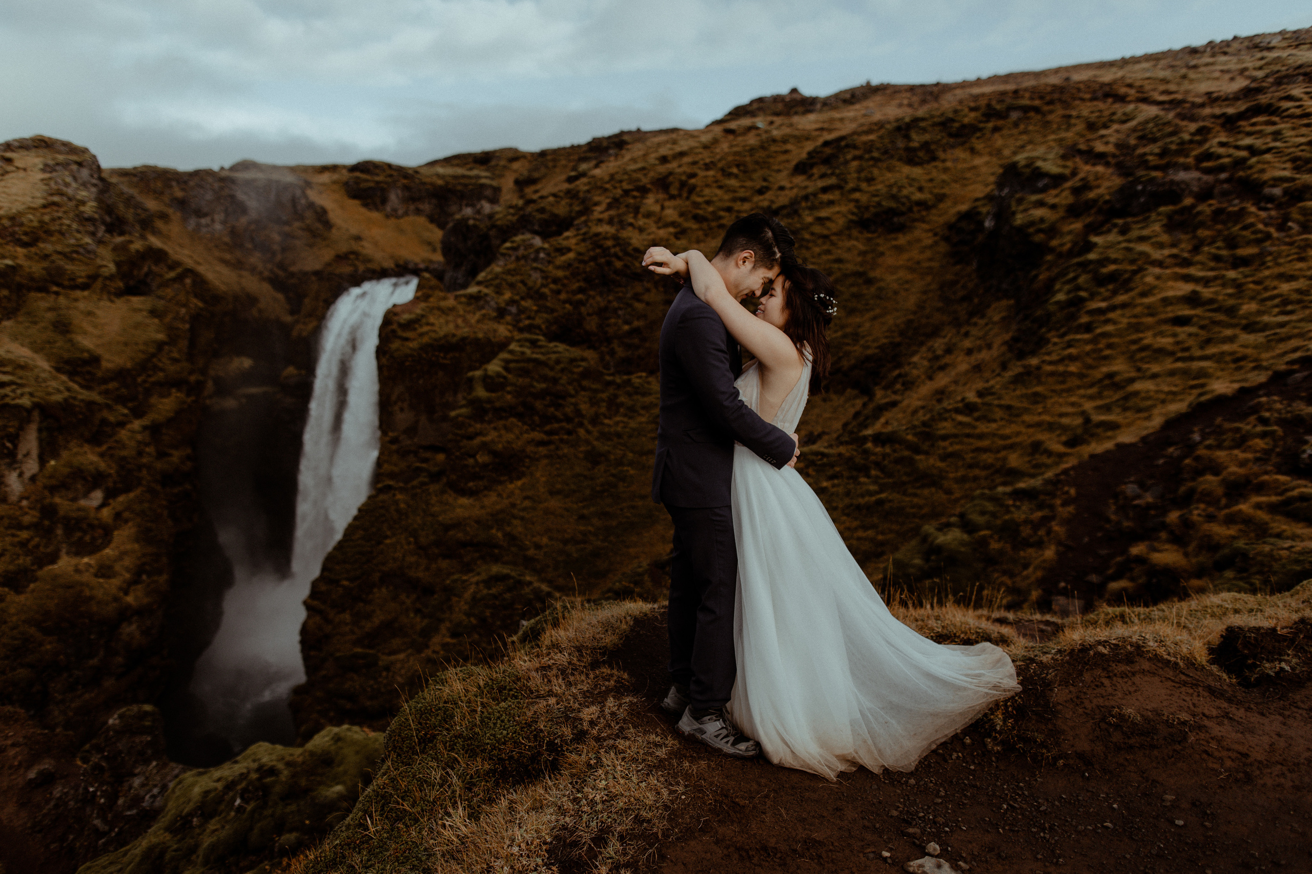 Hidden Waterfalls Iceland Elopement. Iceland elopement photographer & videographer