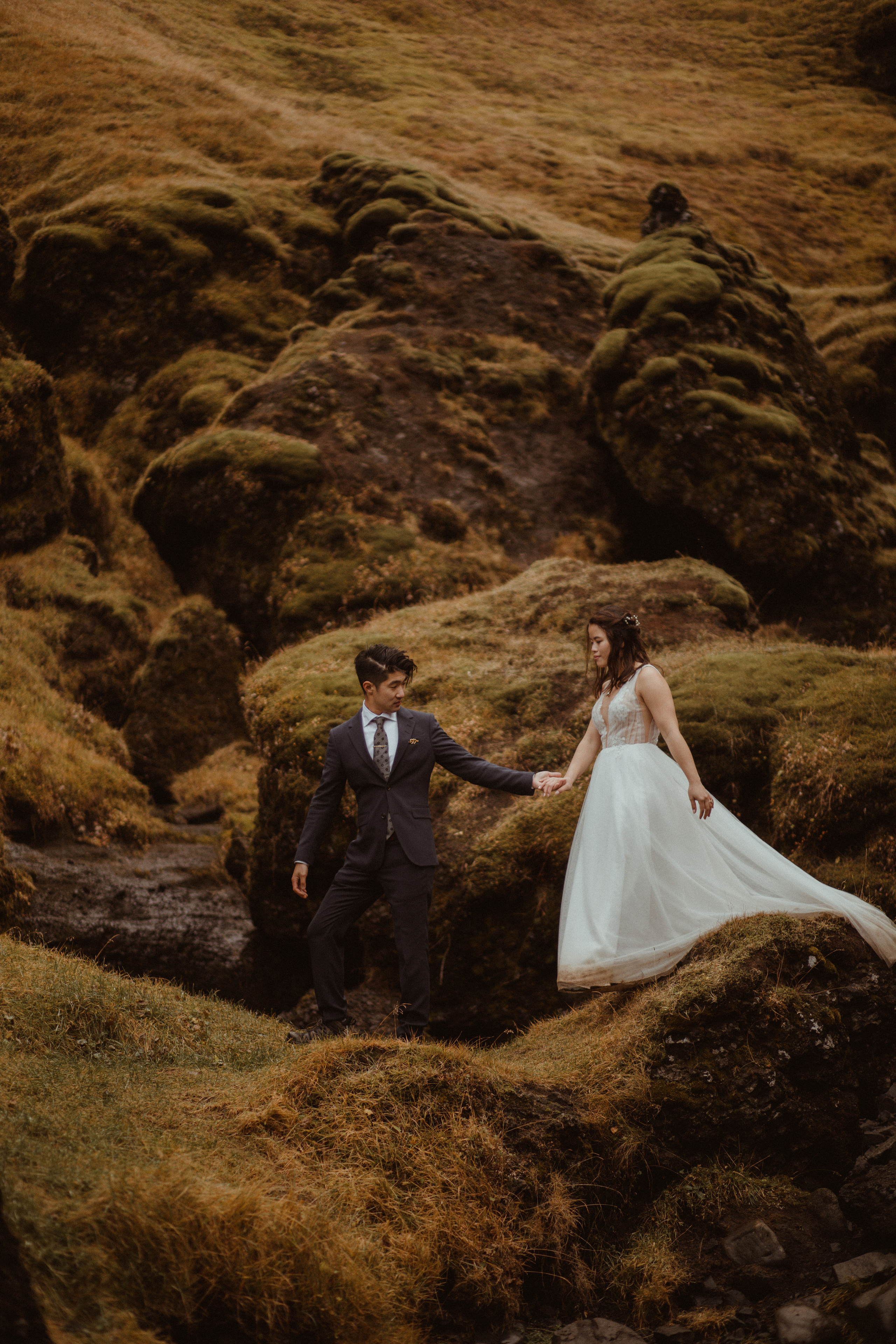 Hidden Waterfalls Iceland Elopement. Iceland elopement photographer & videographer