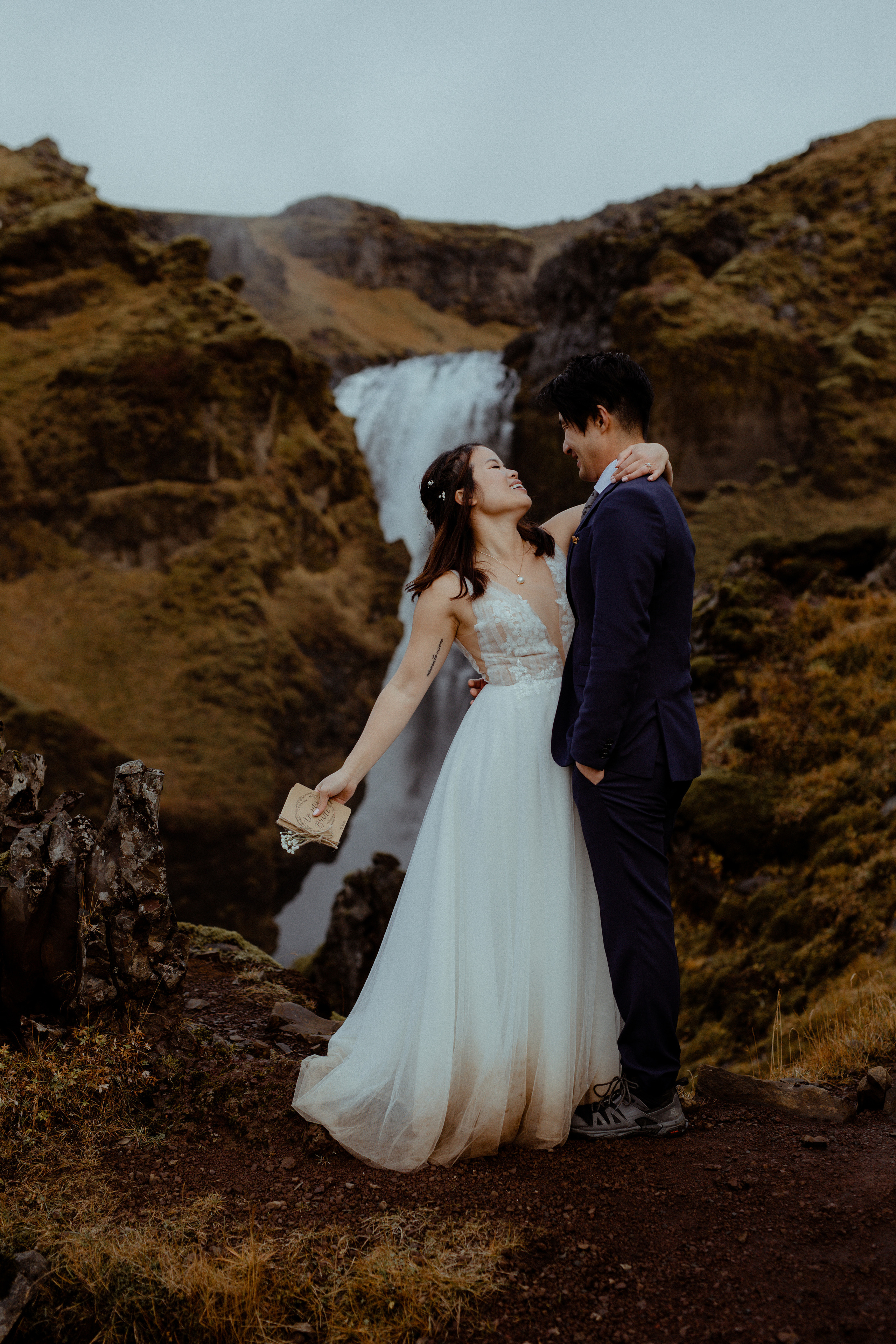 Hidden Waterfalls Iceland Elopement. Iceland elopement photographer & videographer
