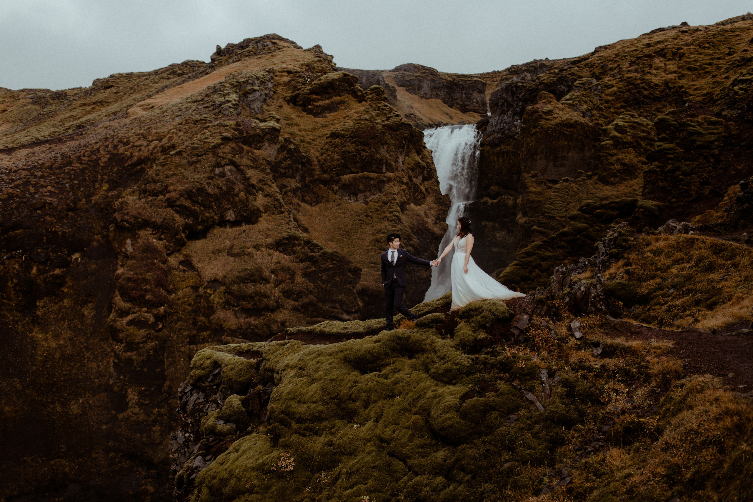 Hidden Waterfalls Iceland Elopement. Iceland elopement photographer & videographer
